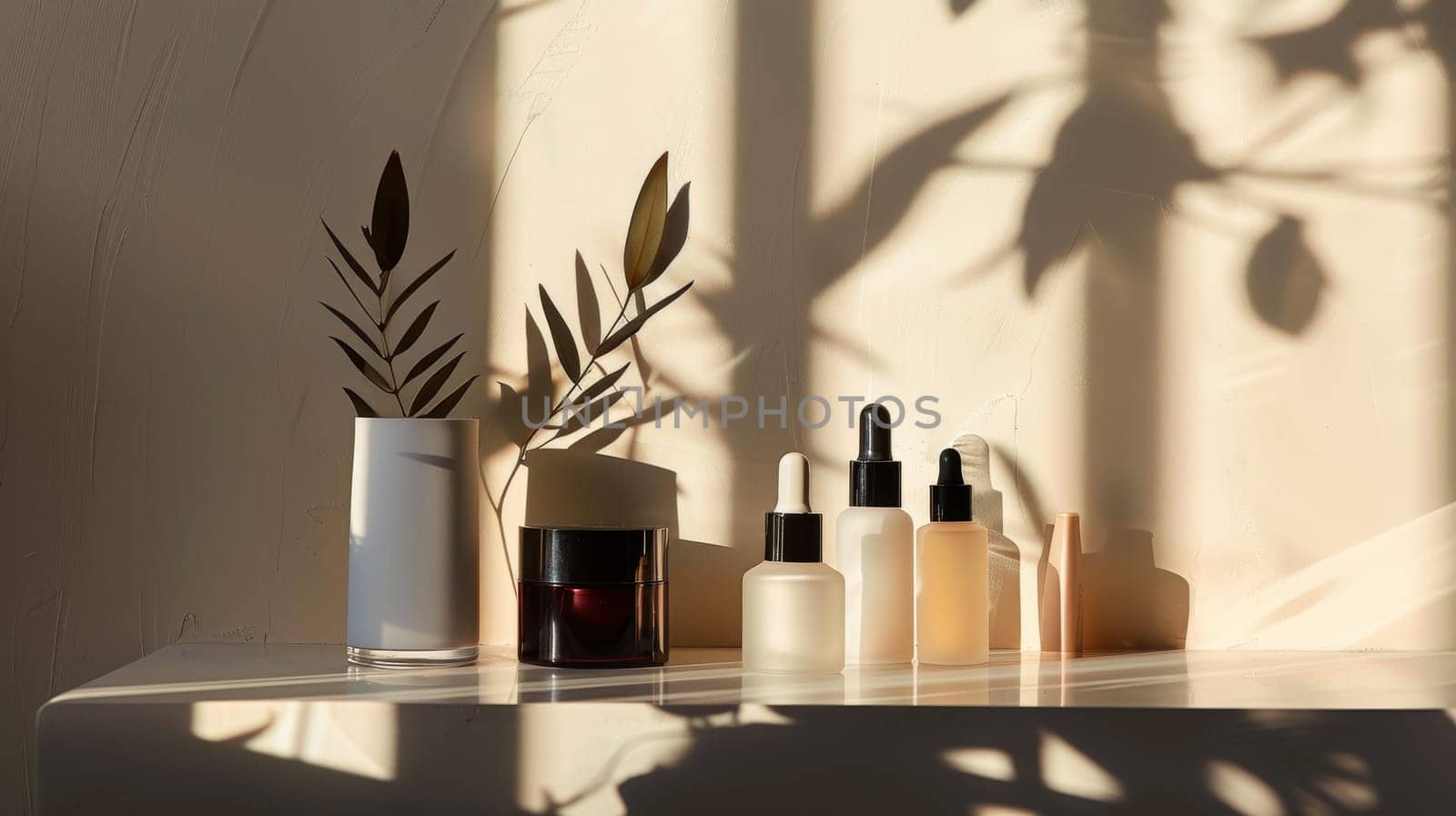 Graceful shadows highlighting self-pampering essentials