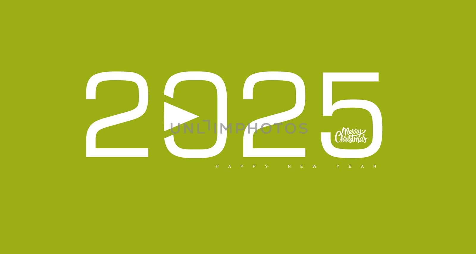 2025 New year text concept on a green background. 3d illustration