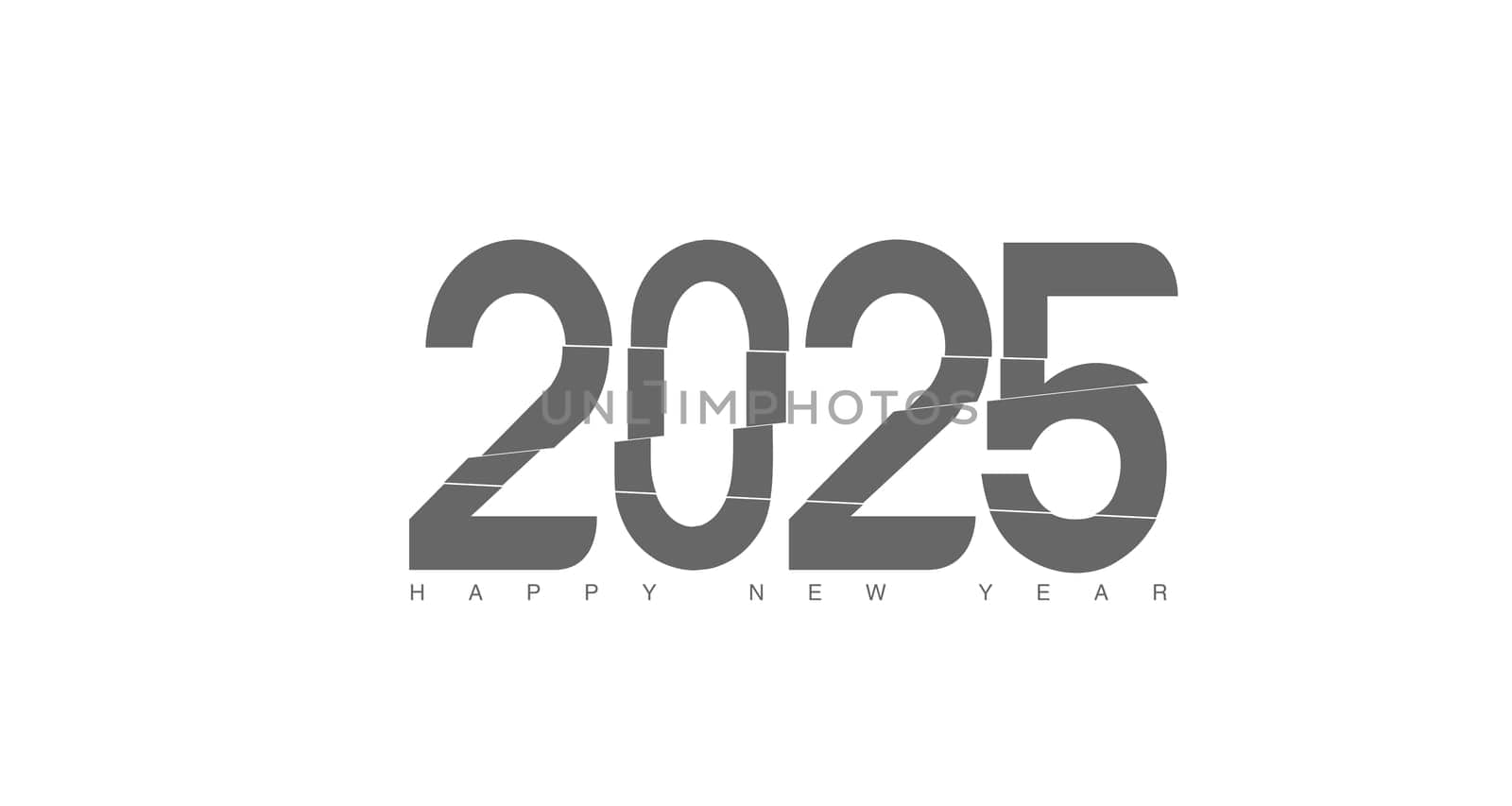 2025 New year text concept on a white  background. 3d illustration