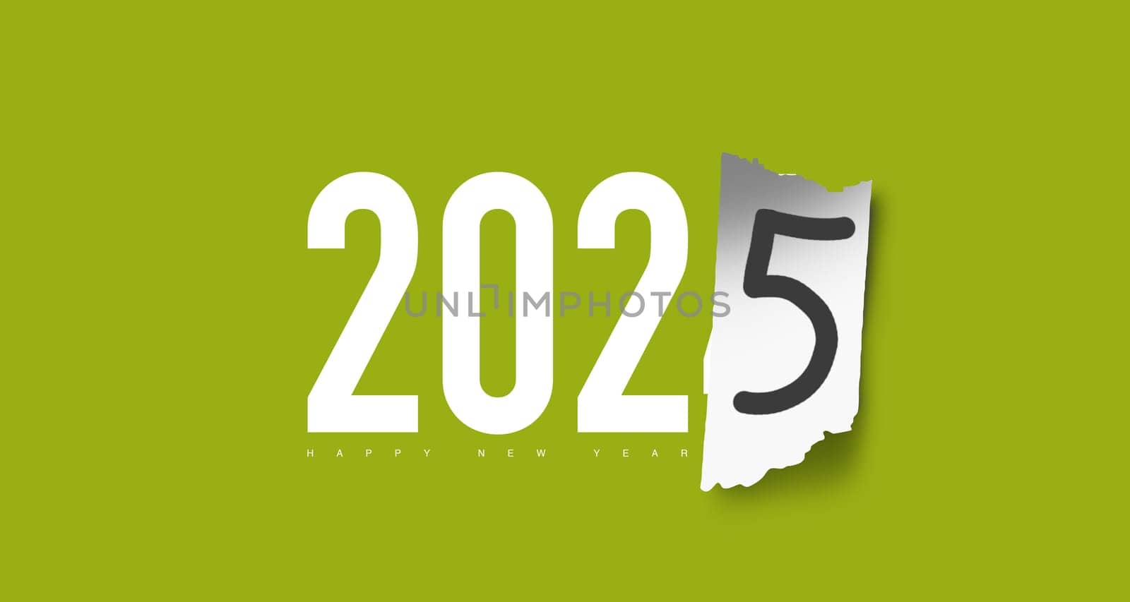 2025 New year text concept on a green background. 3d illustration