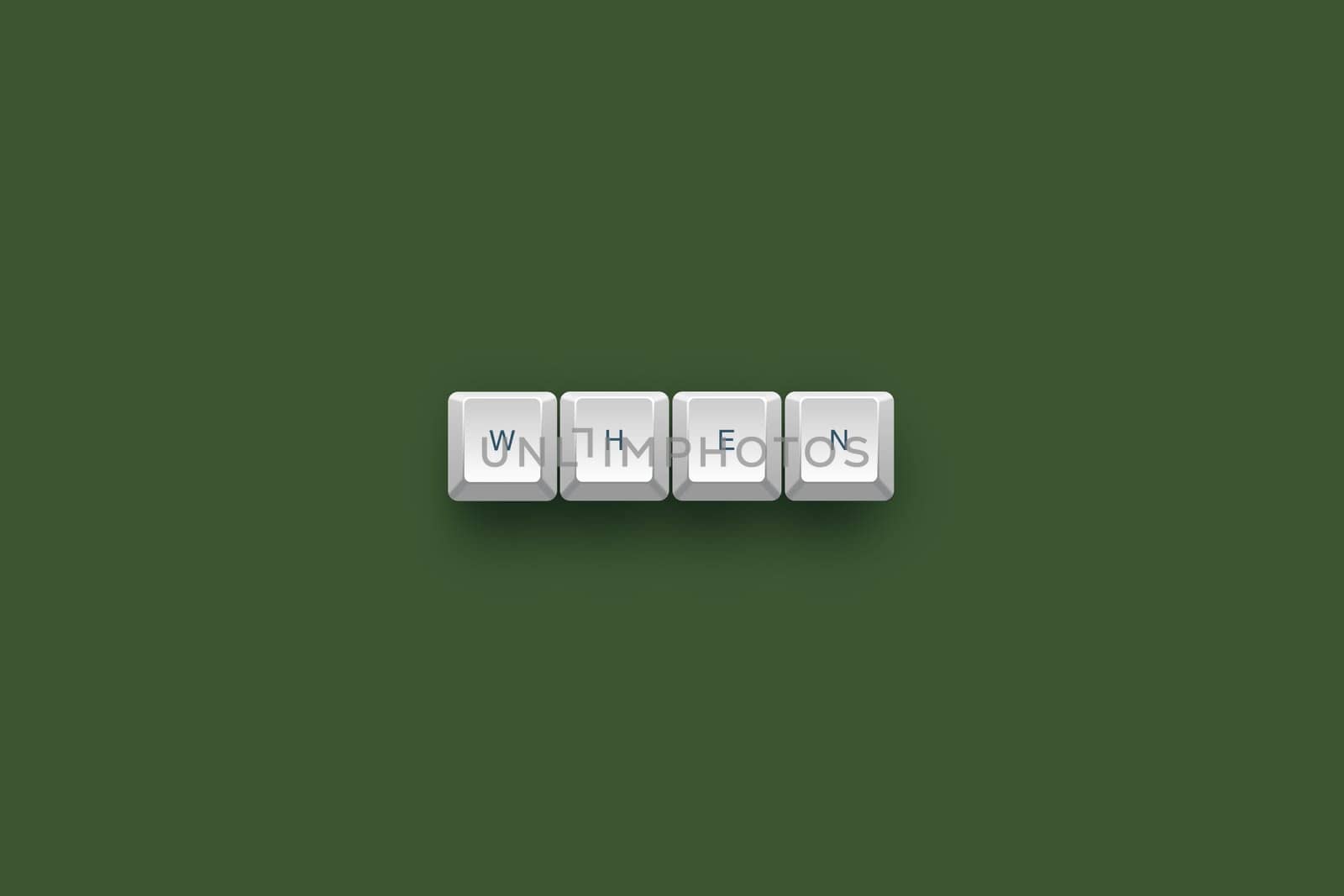 When text on a 3d keyboard button with shadow, 3d Illustration