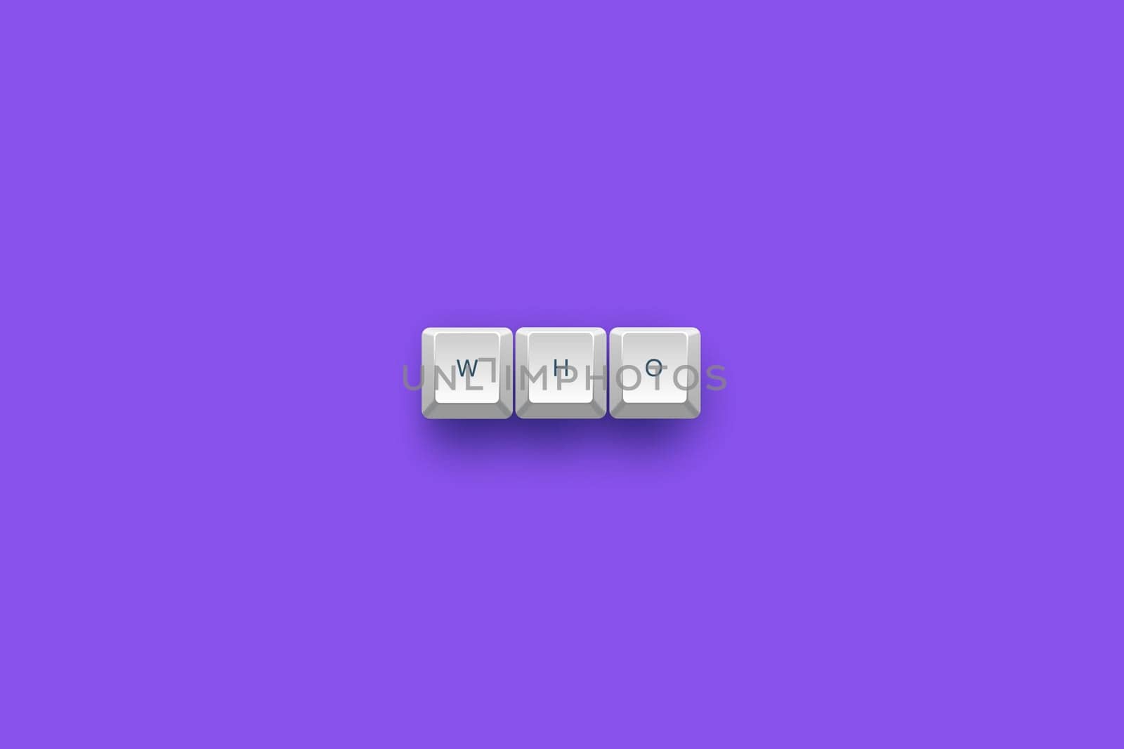 Who text on a 3d keyboard button with shadow, 3d Illustration