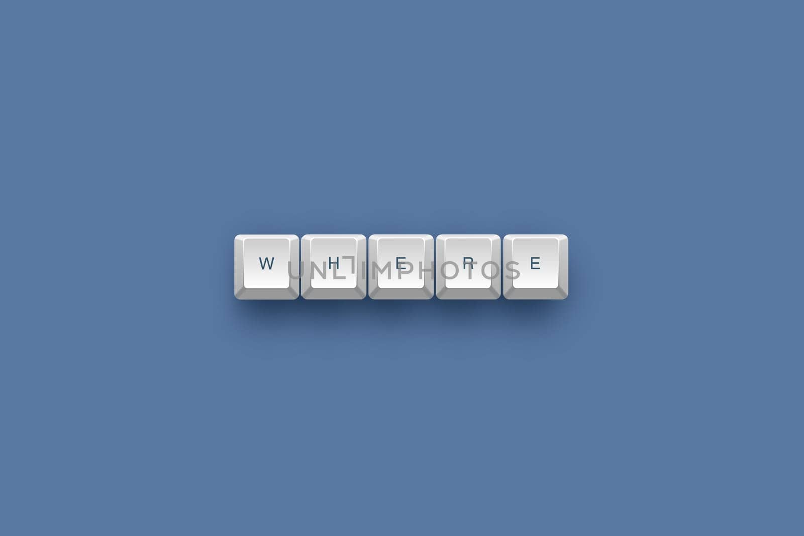 Where text on a 3d keyboard button with shadow, 3d Illustration