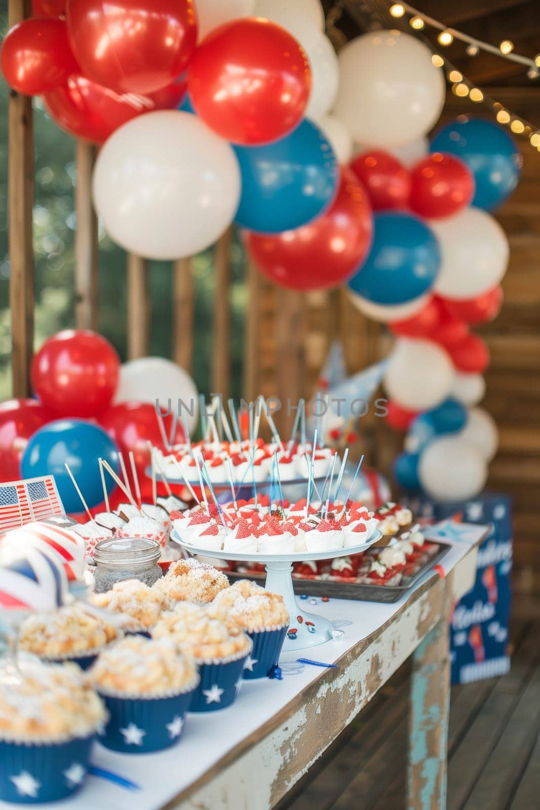 Patriotic decorations for a festive Patriot Day event.