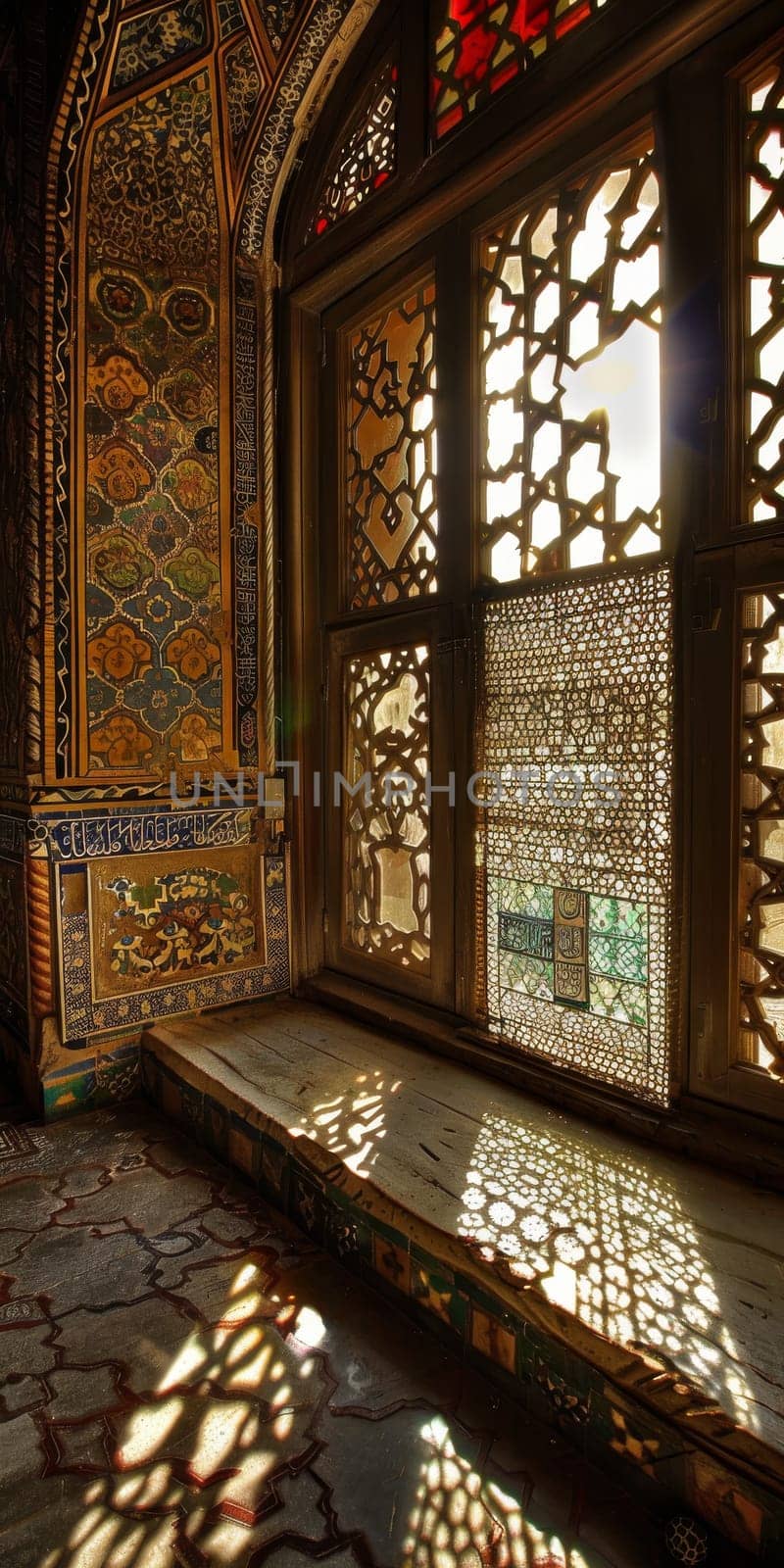 Ornamental Islamic mirrors with intricate frames, reflecting light and adding depth to rooms.