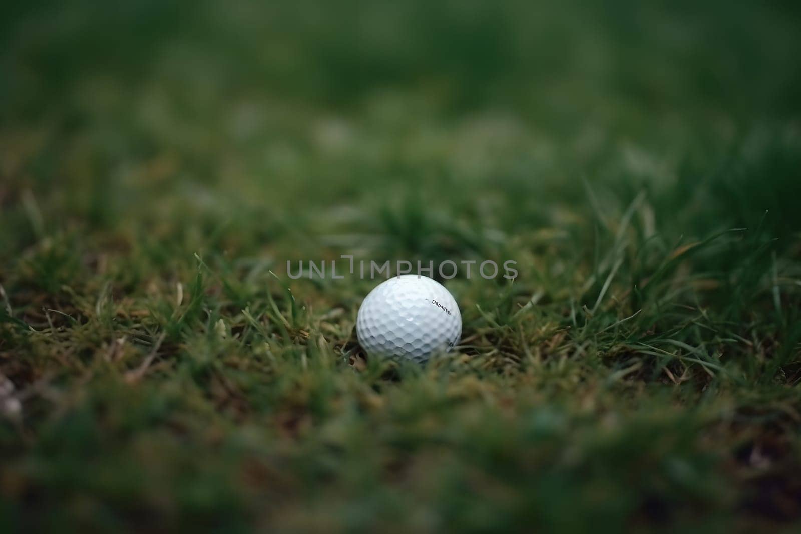 Golf ball on green grass. Neural network AI generated art
