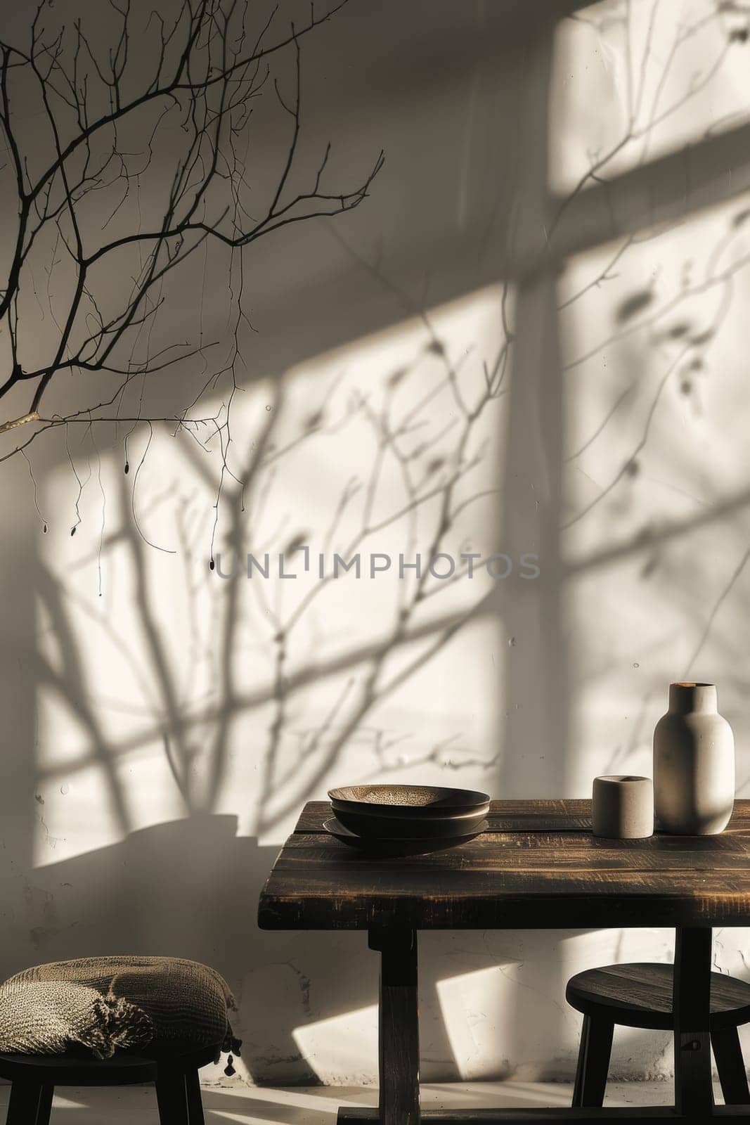 Shadowy silhouette mockup setup with customizable elements.