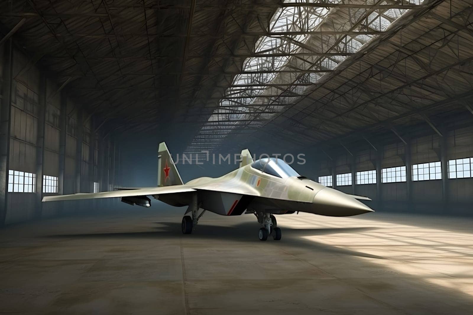 Fictional stealth fighter plane. Neural network AI generated art