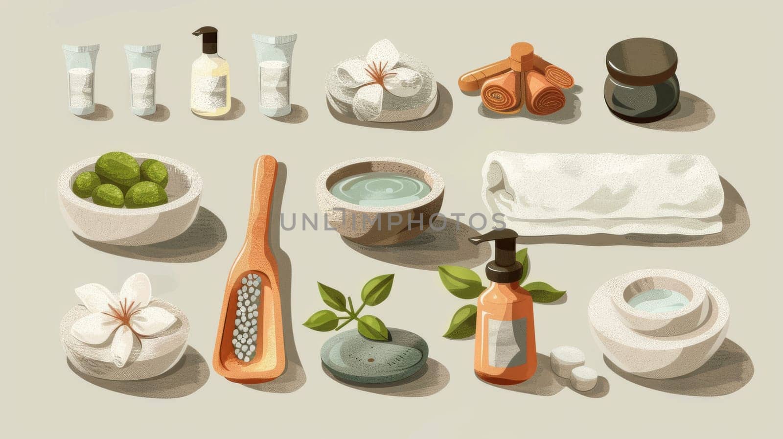 Simple arrangement of spa and relaxation items