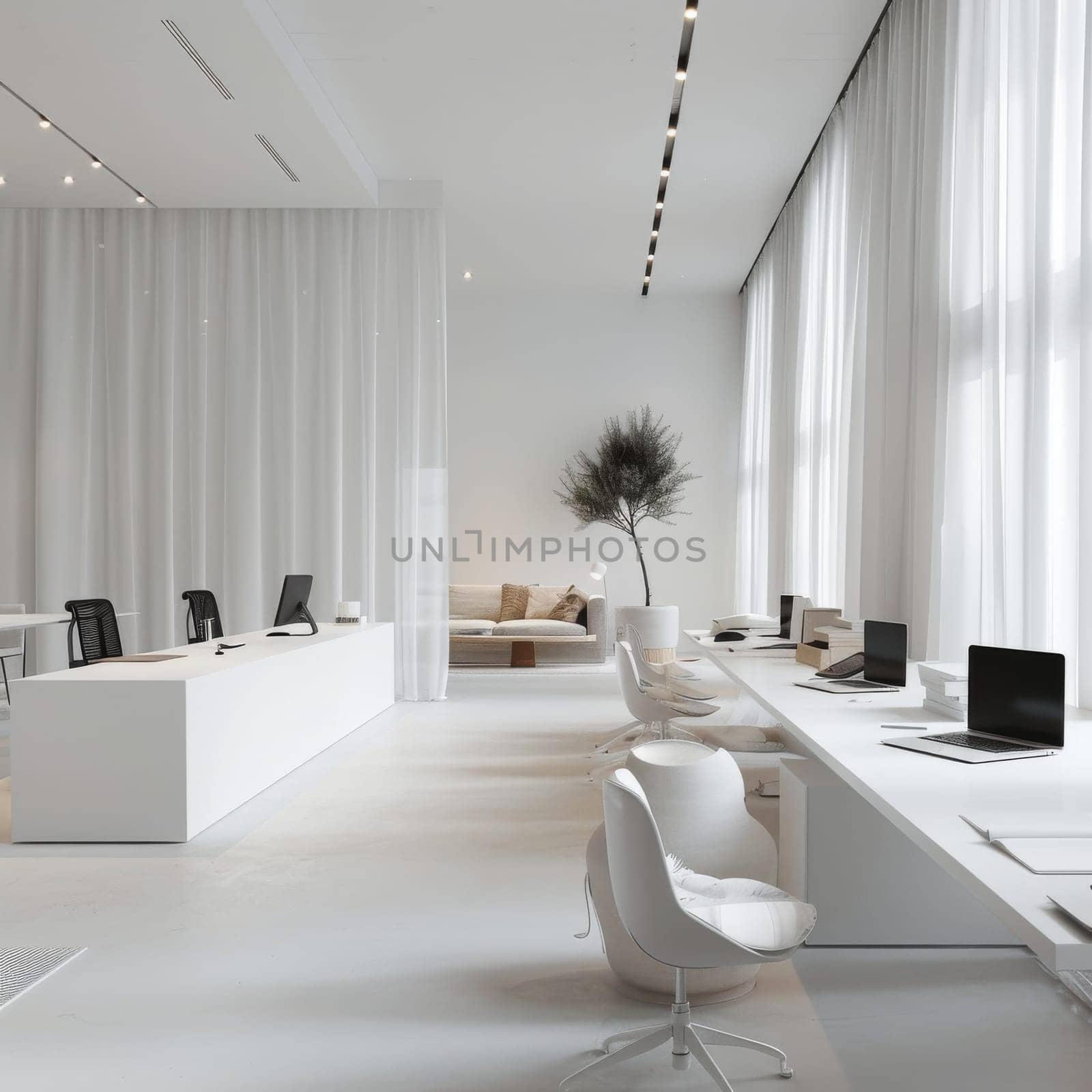 Simple and uncluttered business environment with minimalistic decor.