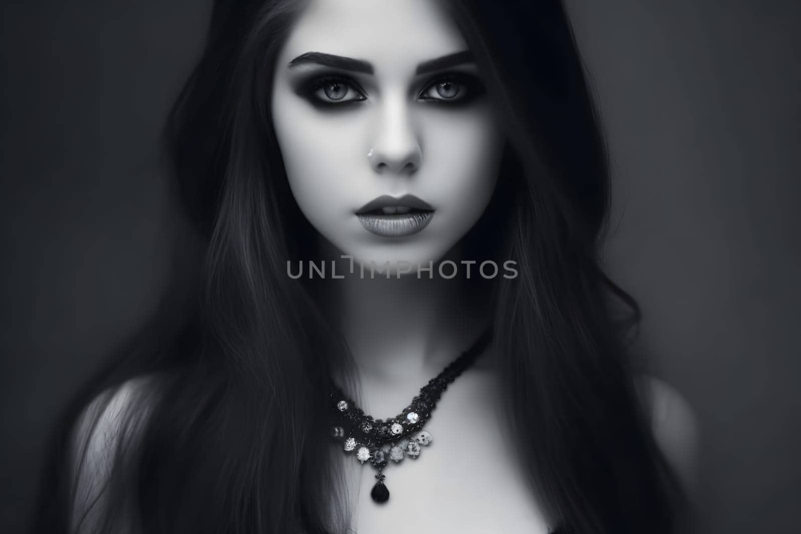 Fashion Gothic Woman portrait. Neural network AI generated art