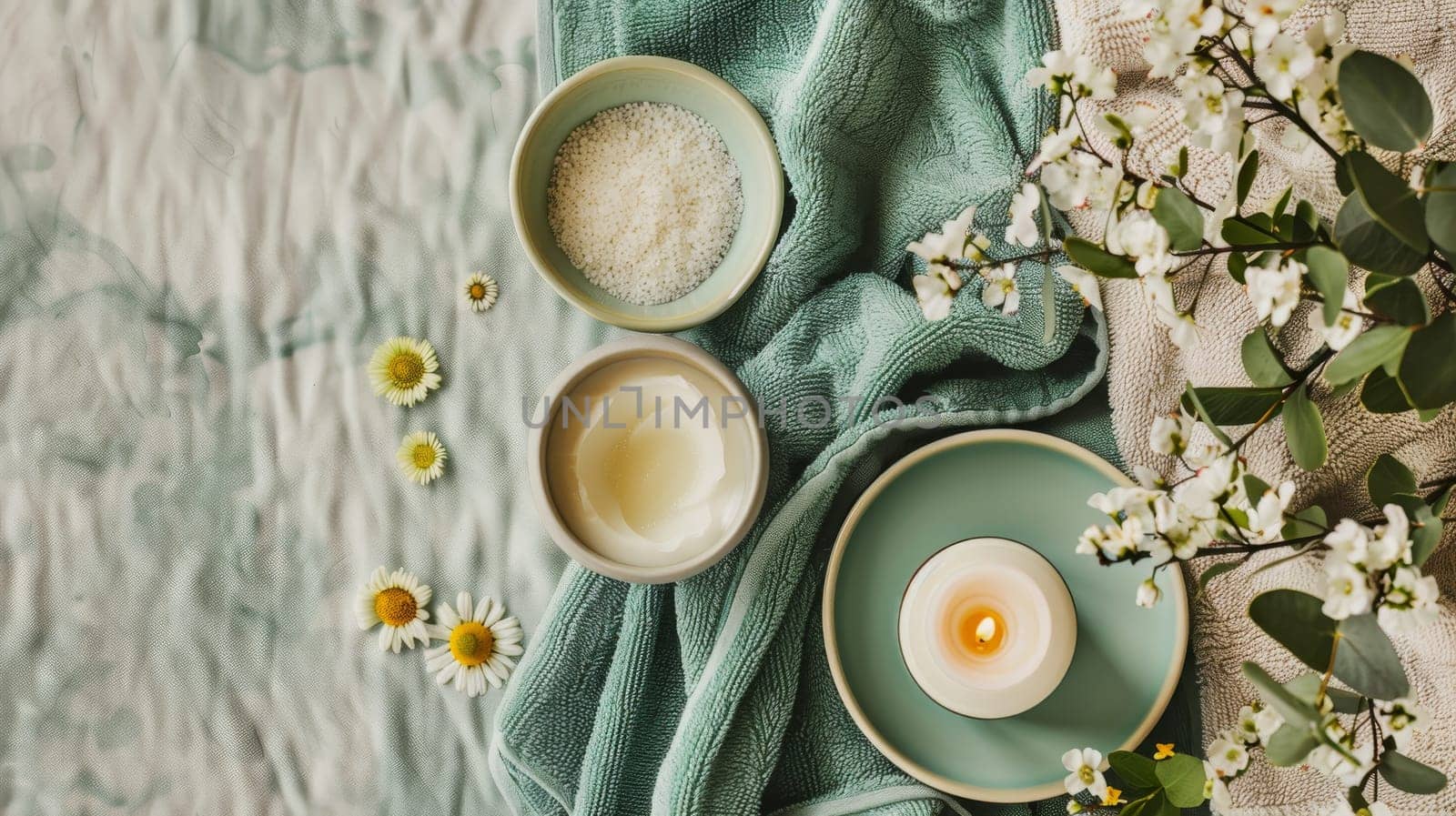 Top view snapshot of mindful self-care routine