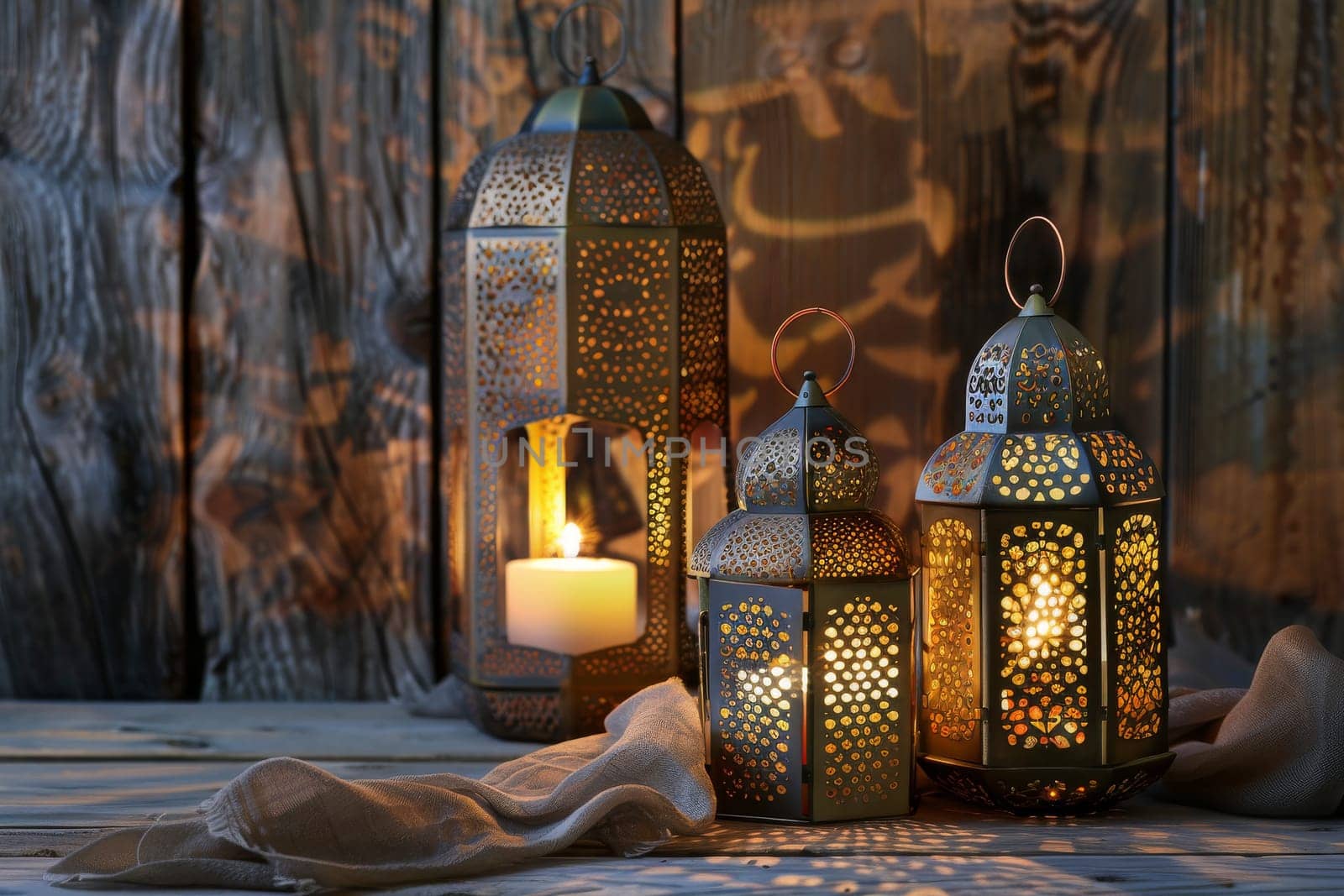 Traditional Islamic lanterns with space for your festive message.