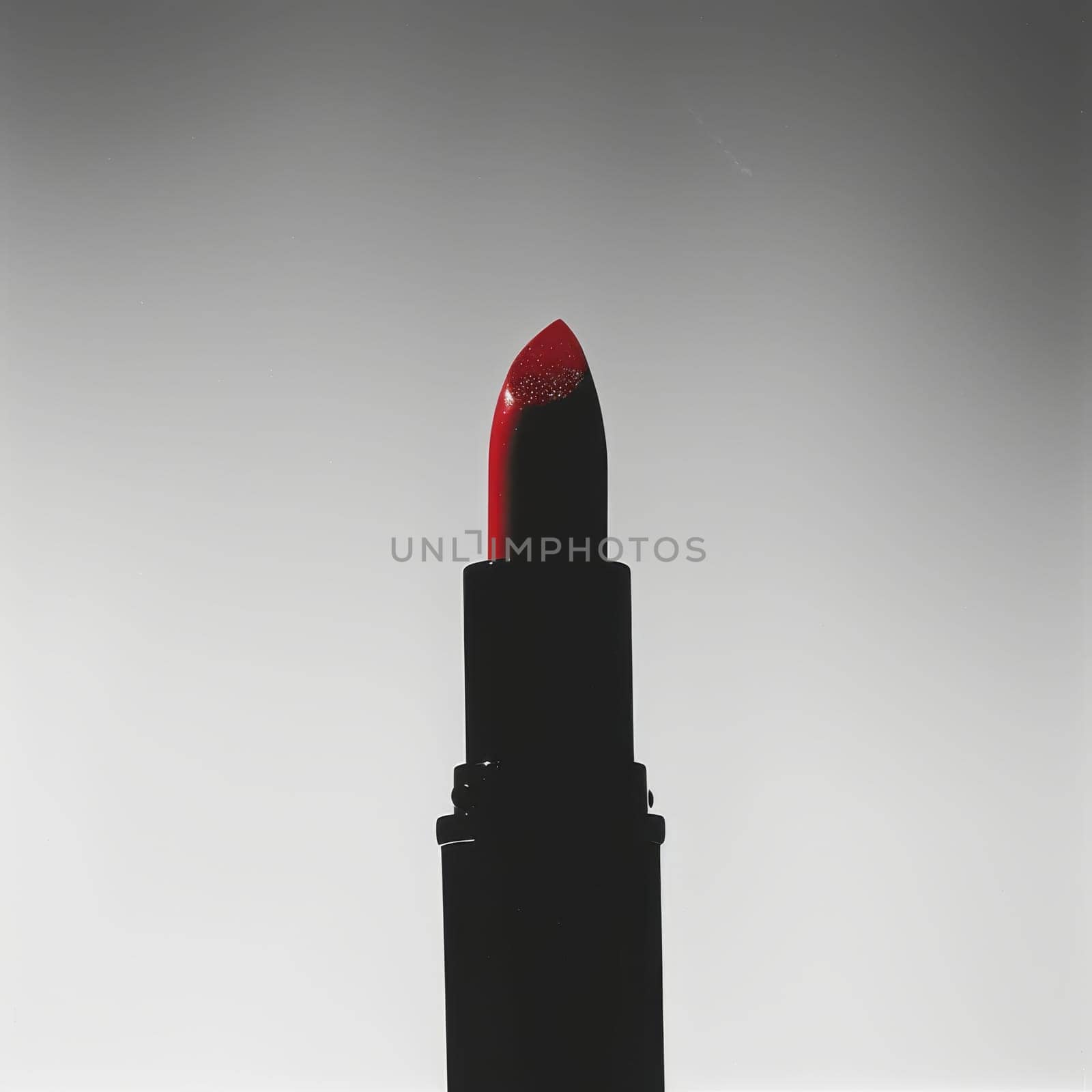 Striking silhouette of a lipstick bullet poised for application.