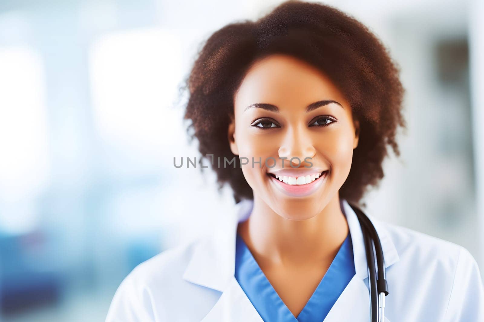 Portrait of female medical workers. Neural network AI generated art