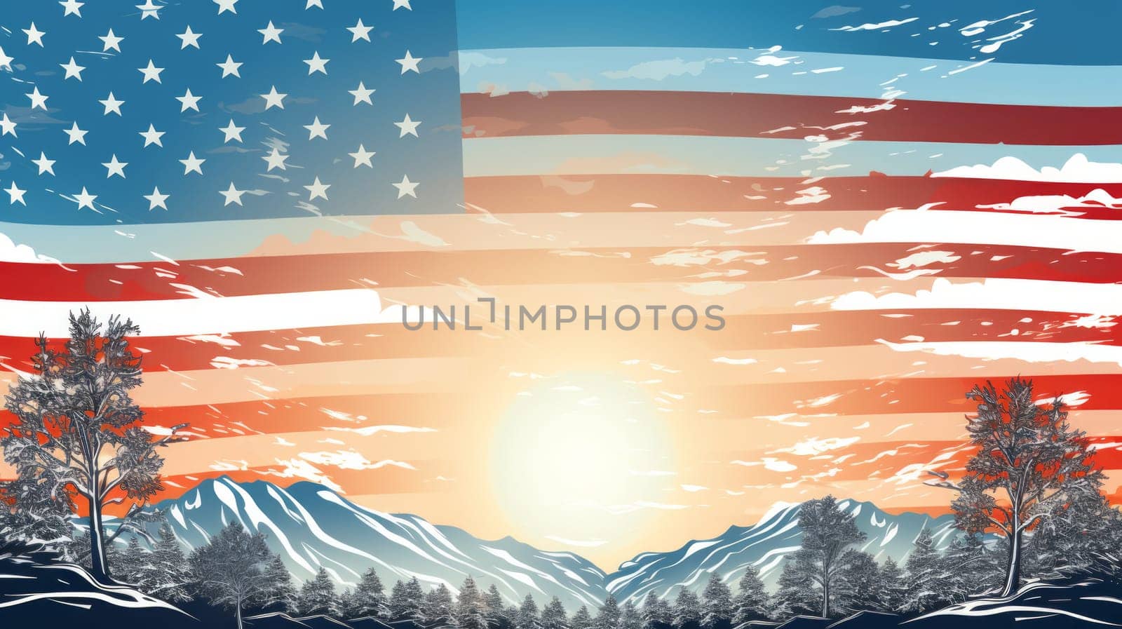 Festive background for American Independence Day. Neural network AI generated art