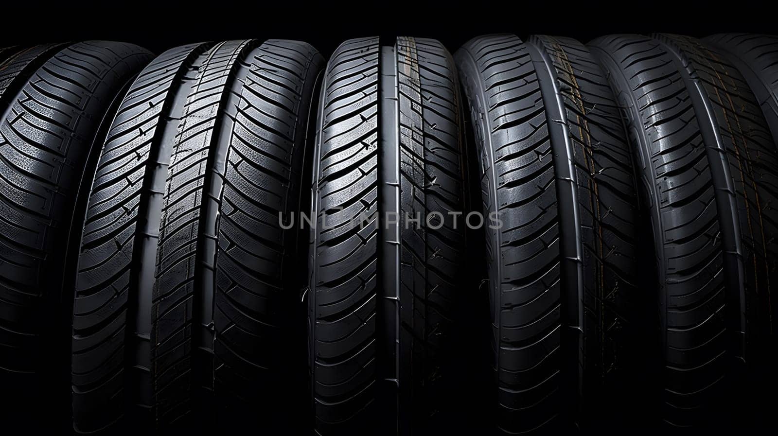 Tire stack background. Neural network AI generated art