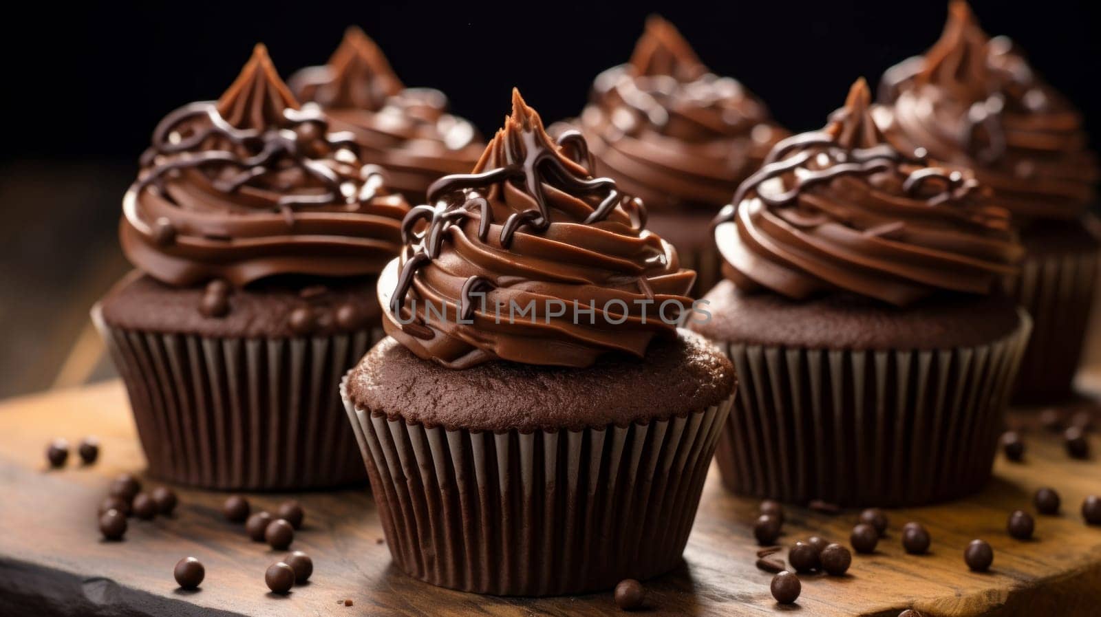 Delicious chocolate cupcakes. Neural network AI generated art