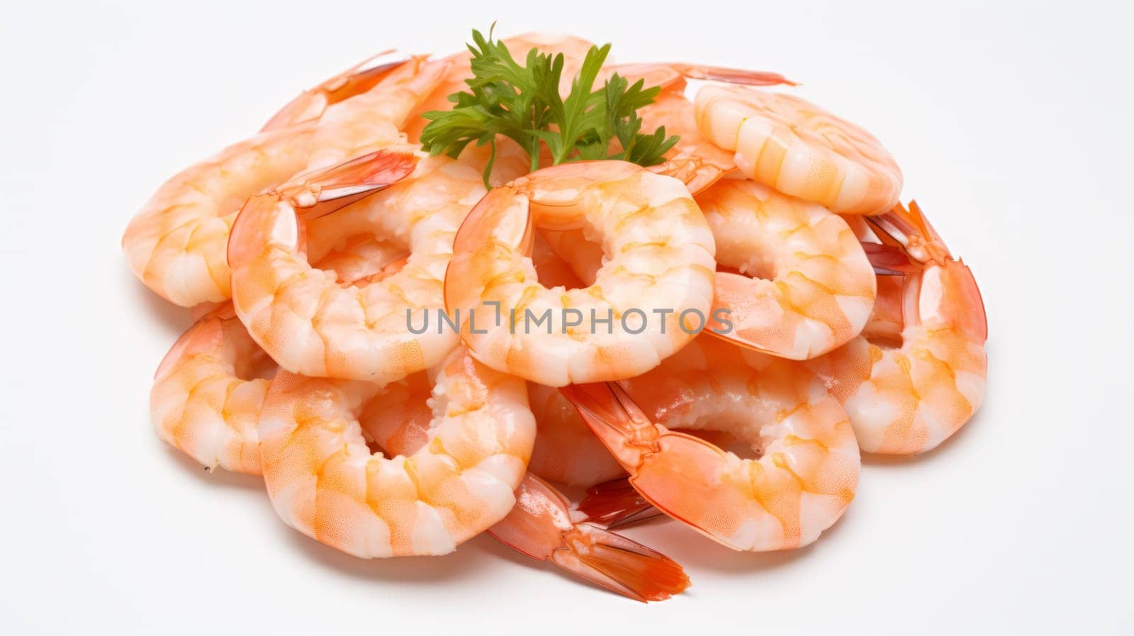 Shrimp on a white background. Neural network AI generated art