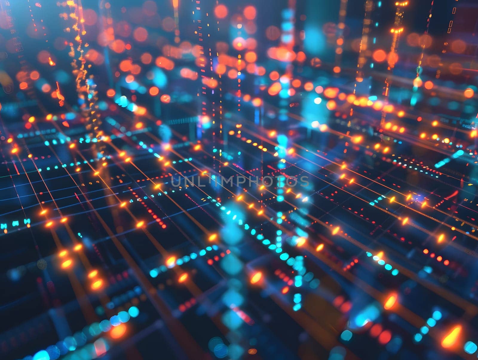 Digital abstract background. Can be used for technological processes, neural networks and AI, digital storages, sound and graphic forms, science, education, etc.