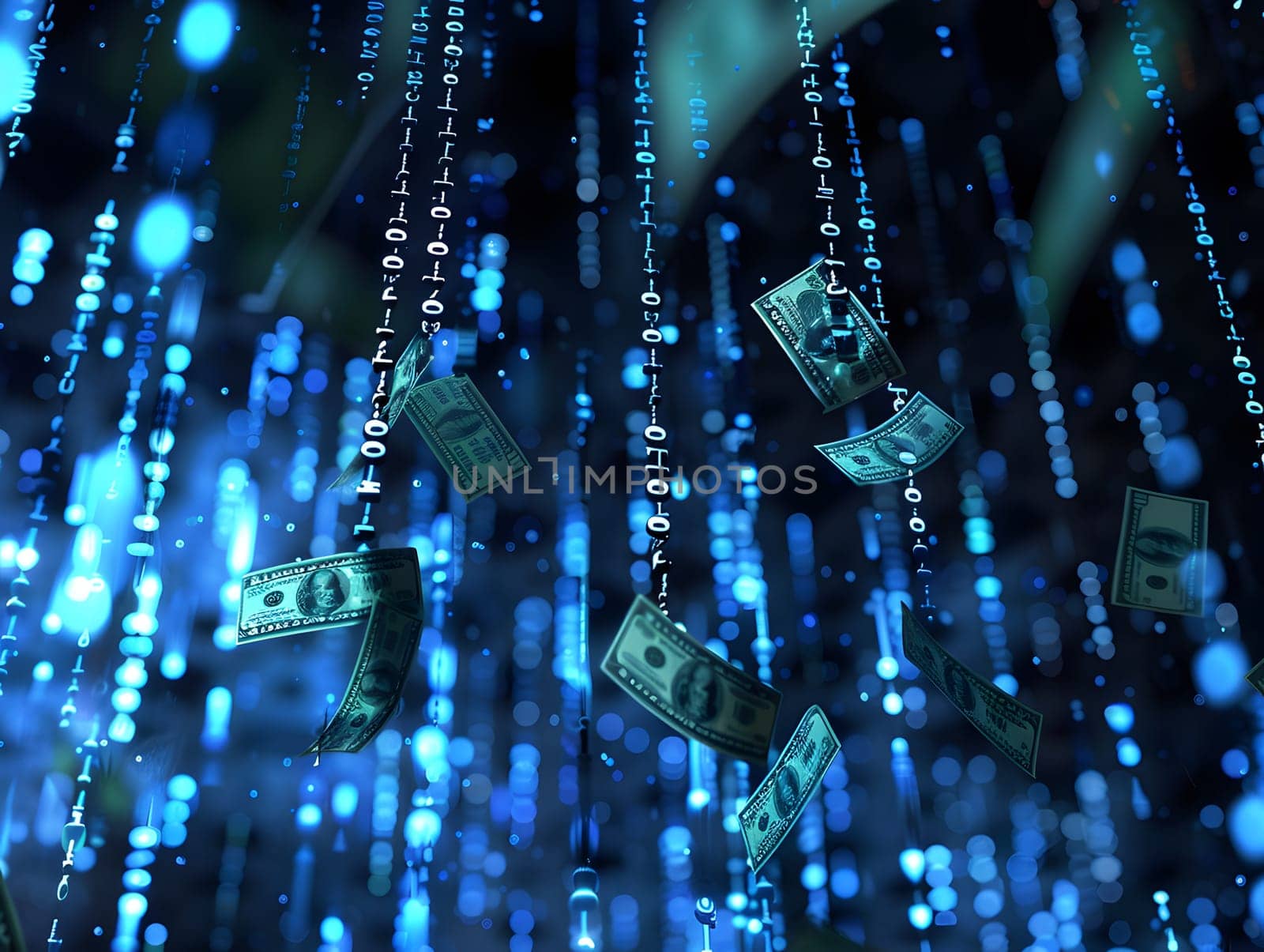 Abstract digital money rain concept