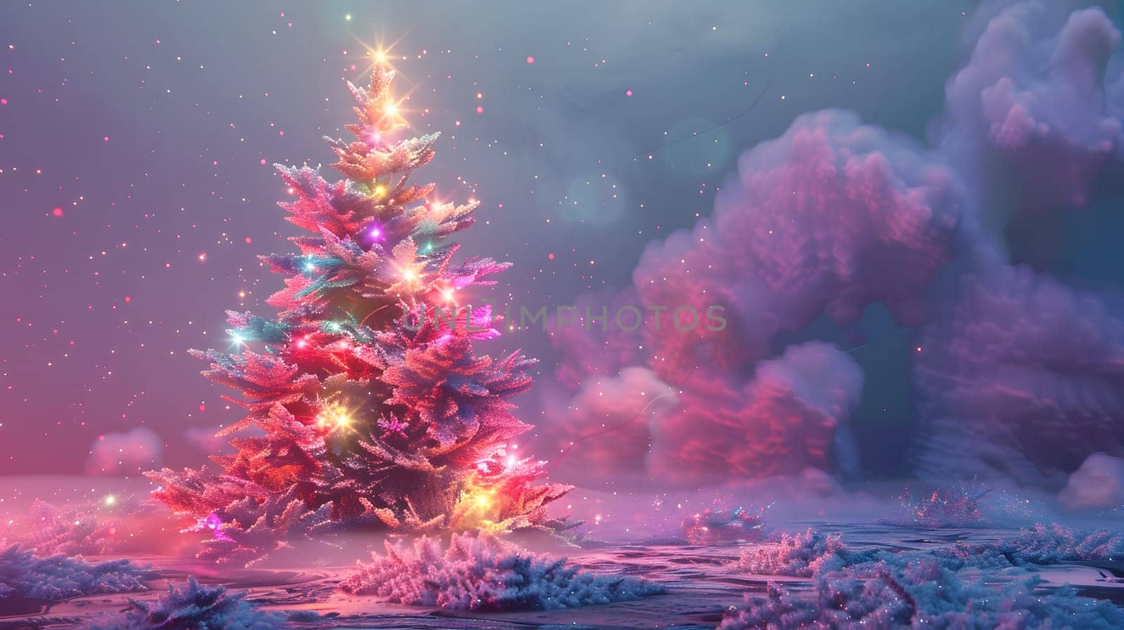 Abstract fantasy festive Christmas tree background