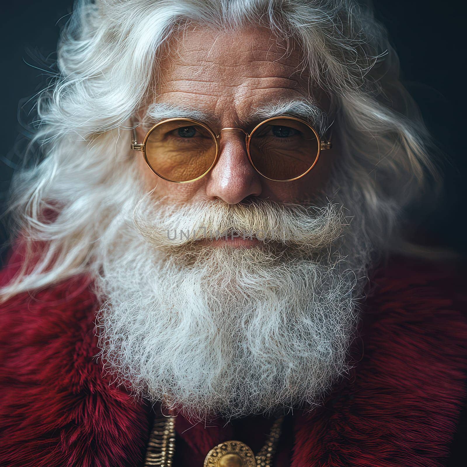 An elderly man with long white hair and a full beard wears round glasses showcasing a thoughtful expression against a dark background.