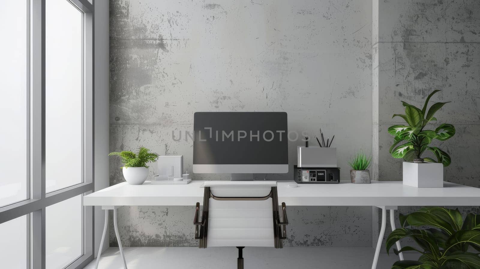 A minimalist work area with clean lines and uncluttered surfaces