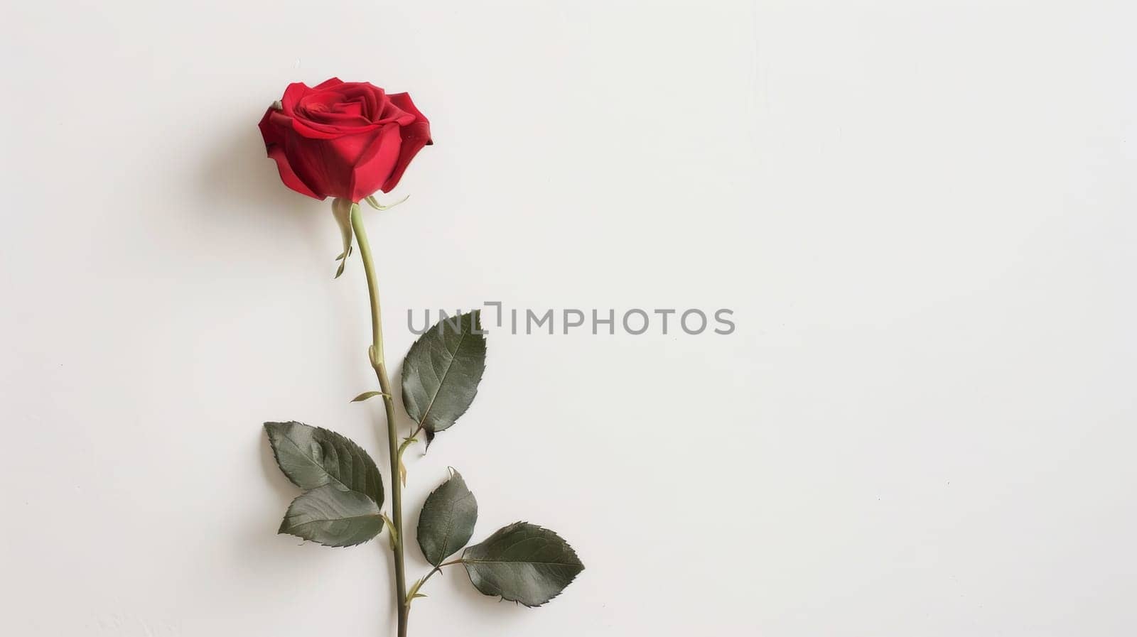 A single red rose against a white background, symbolizing love in its simplest form