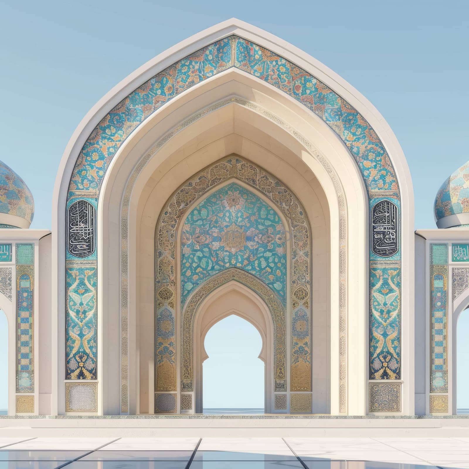 Beautiful Islamic architecture with space for your promotional text.