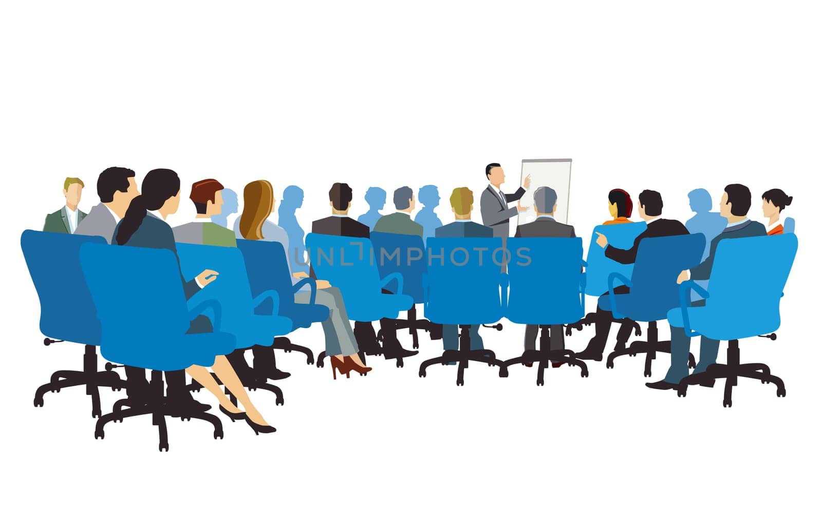 People at a training and seminar, illustration