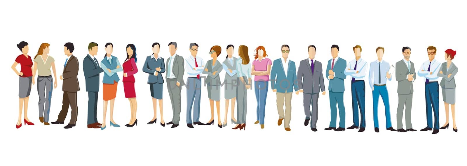 large groups of business-people on white background, illustration isolated