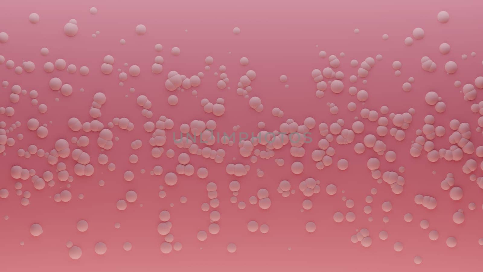 Baby pink bubbles over pink surface, monochromatic abstract background. Digital 3D rendering.