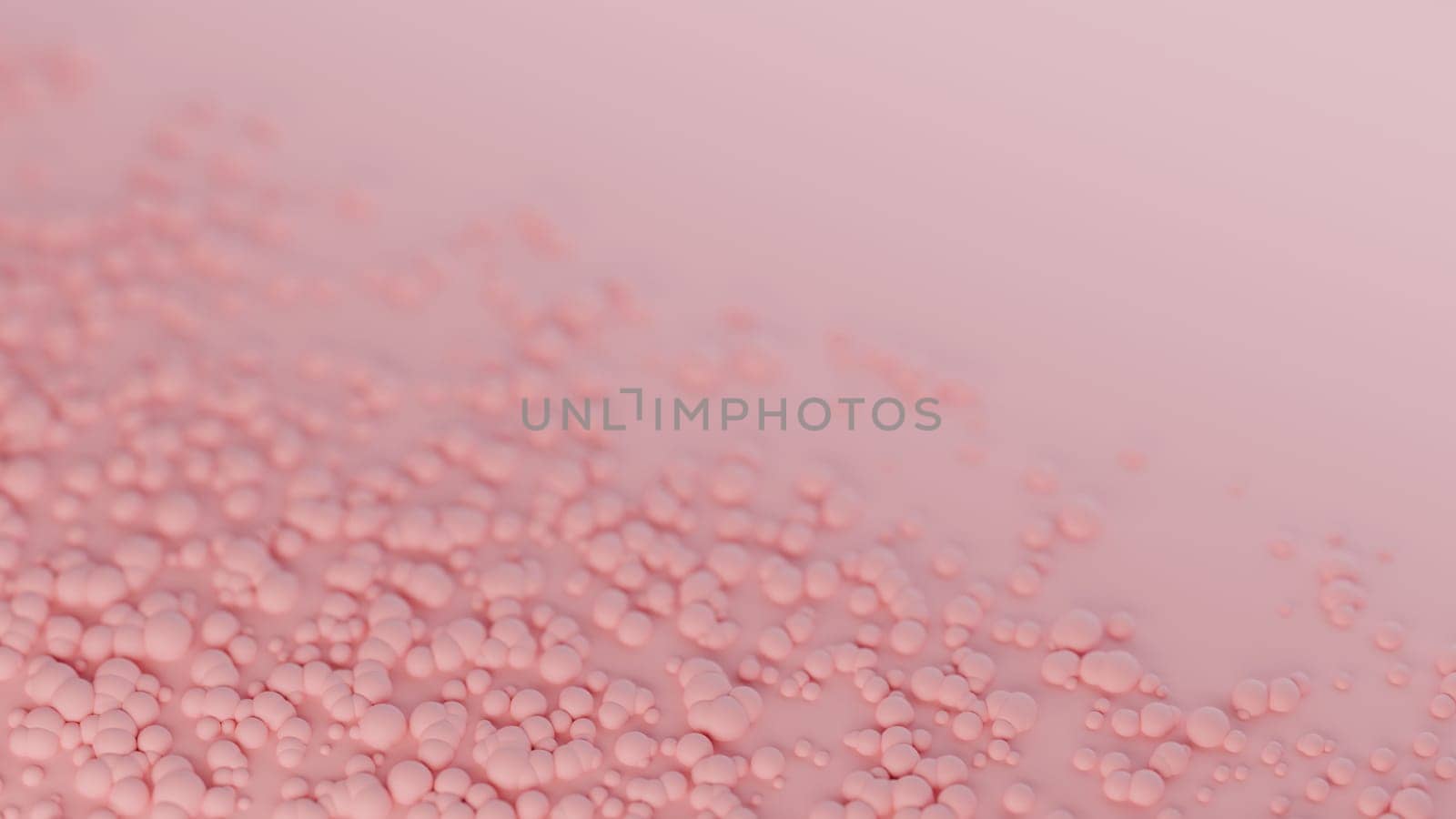 Baby pink bubbles over pink surface, monochromatic abstract background. Digital 3D rendering.