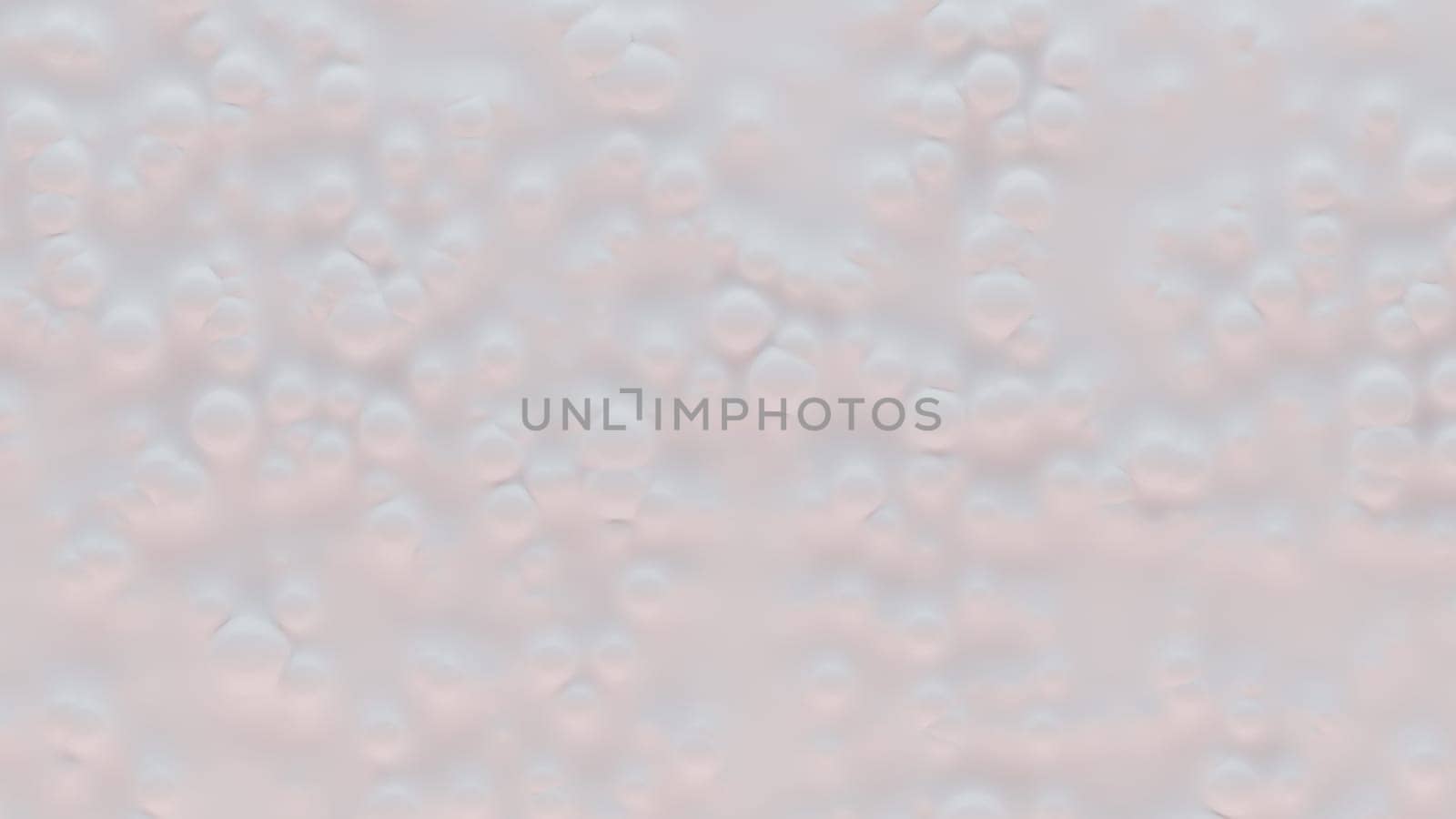 Bubbles over white surface, heavy bokeh effect. Abstract background. Digital 3D rendering.