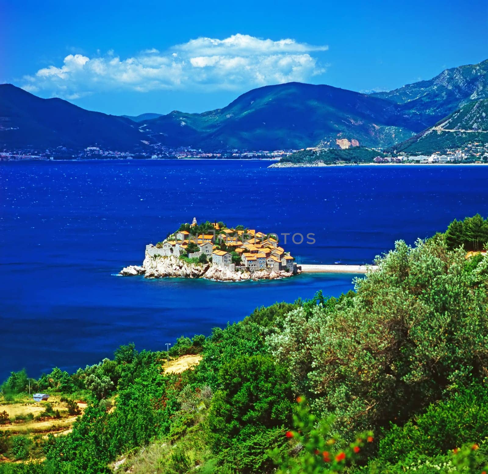 View of Sveti Stefan in  Montenegro