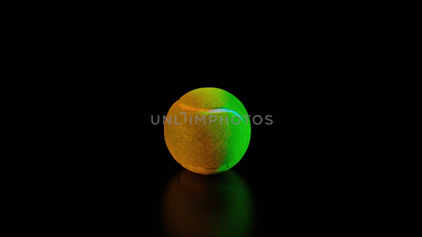 Tennis ball reflection. Computer generated