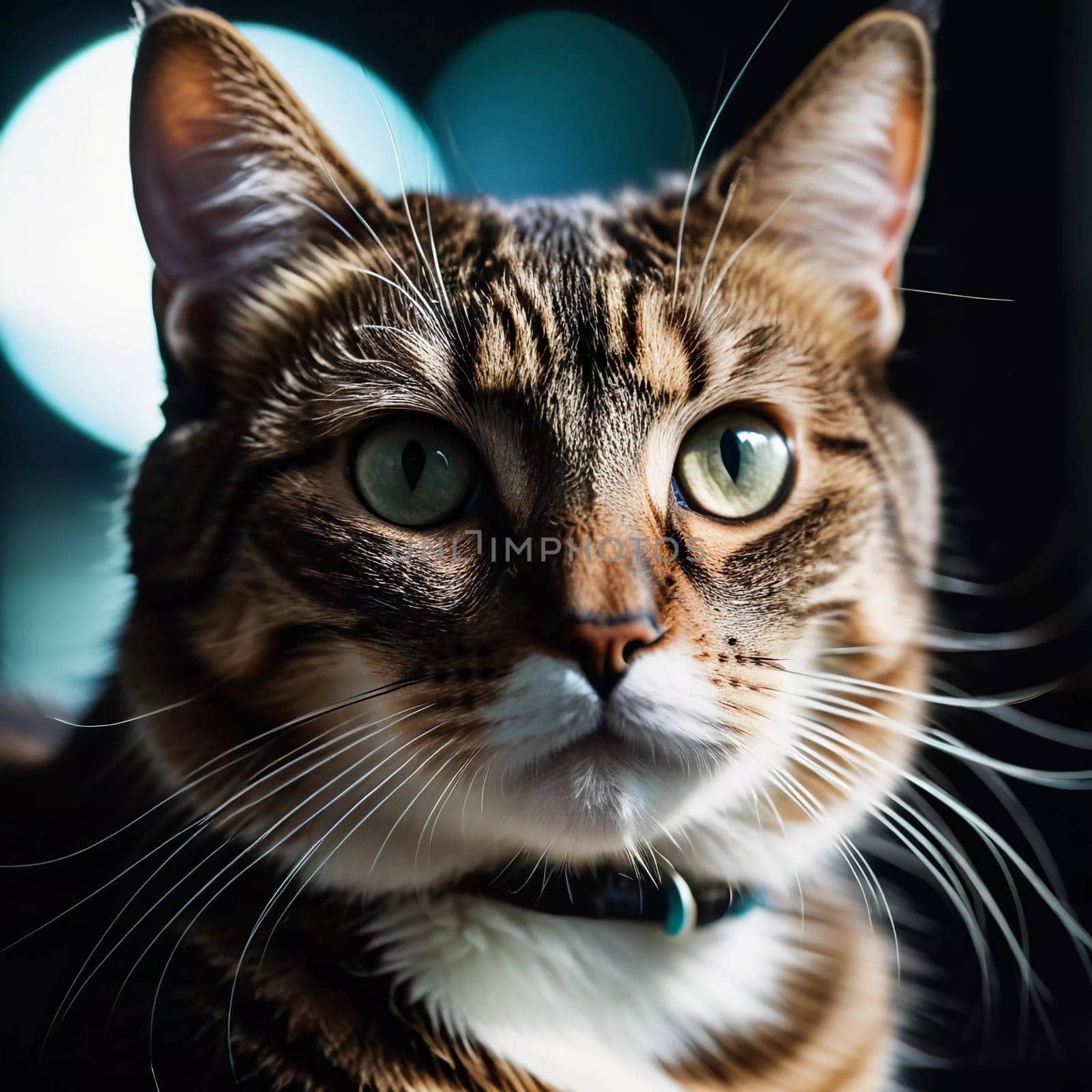This beautiful cat with striking green eyes appears calm and composed. Its fur glistens against a blurred background, adding to its charm. Cats Felis are a genus of predatory mammals. Generative AI.