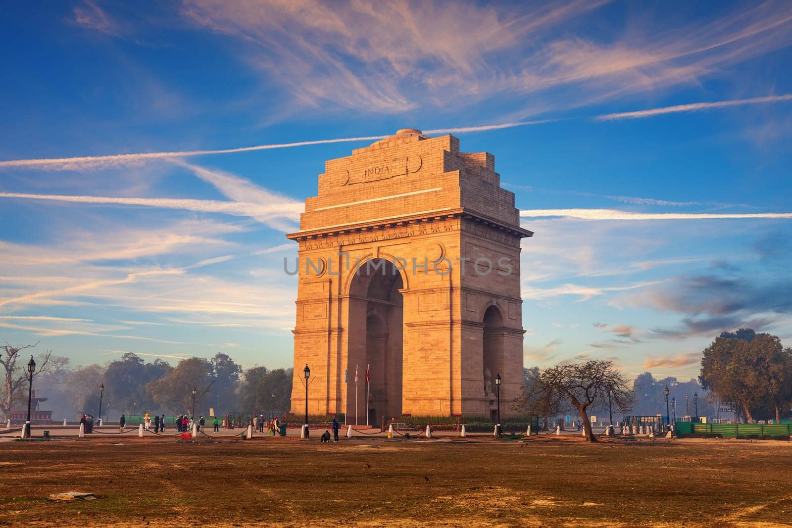 India Gate at sunset, Rajpath, landmark of New Delhi, India.