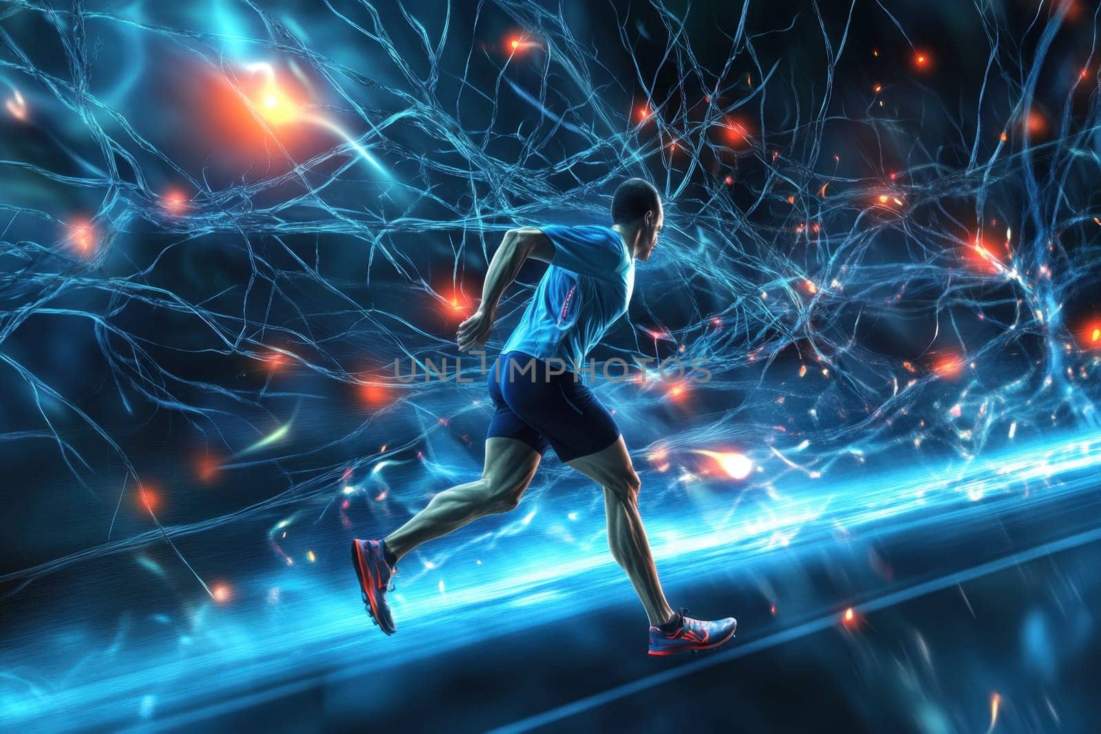 Scientific analysis of neural pathways impact on athlete performance, sport science concept