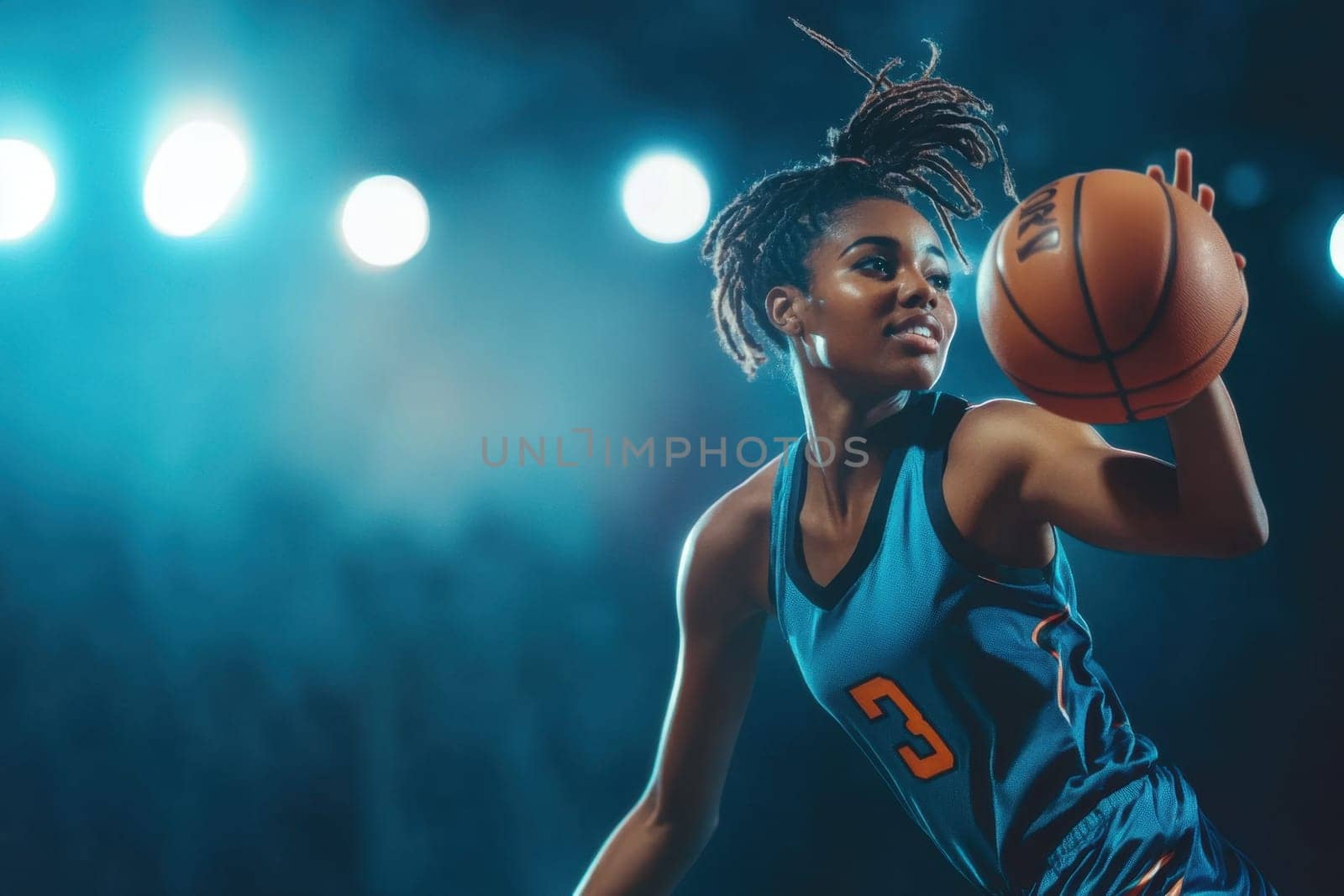 Professional basketball player dribbling ball on court during championship game