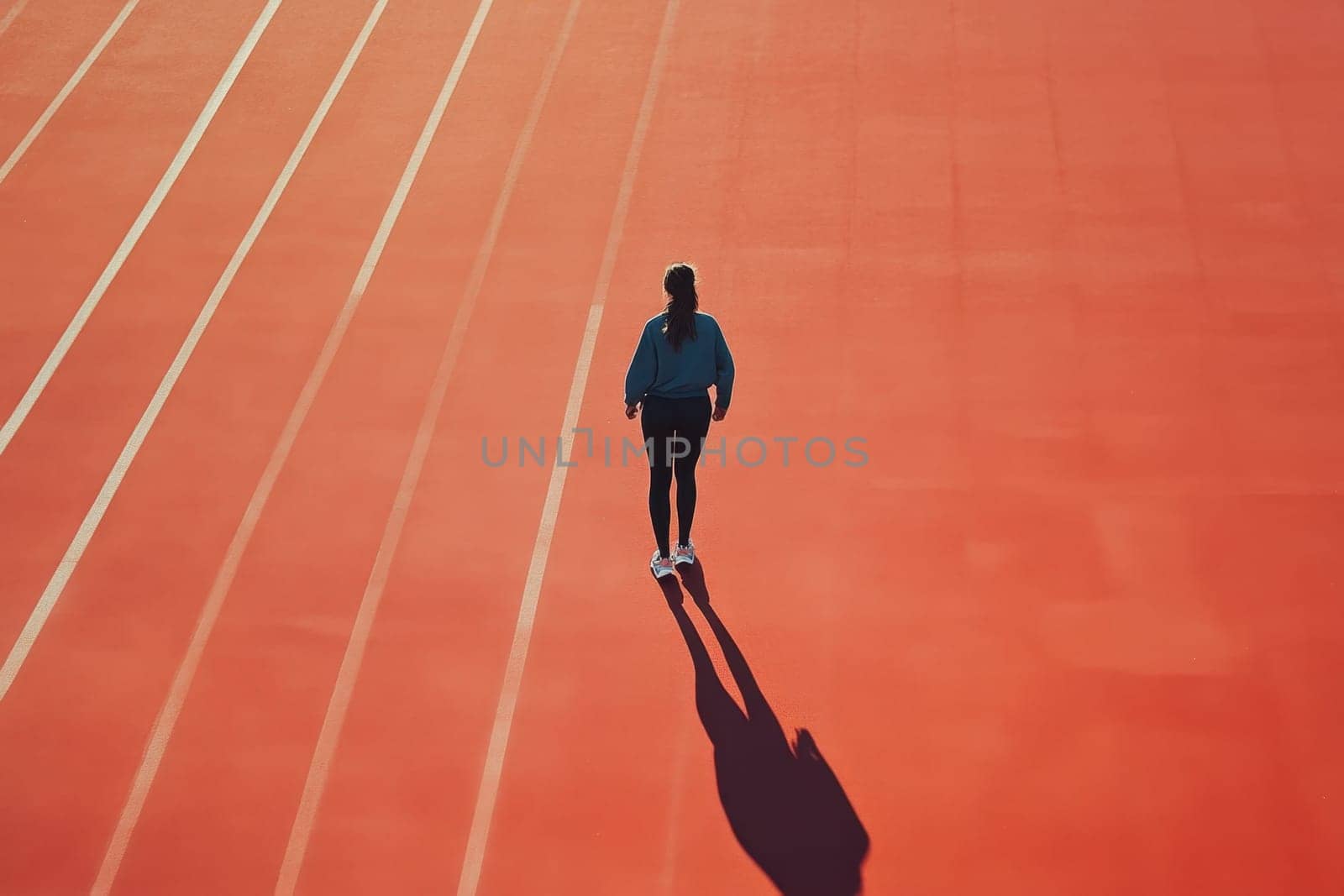 Runner getting ready for a race on an athletics track