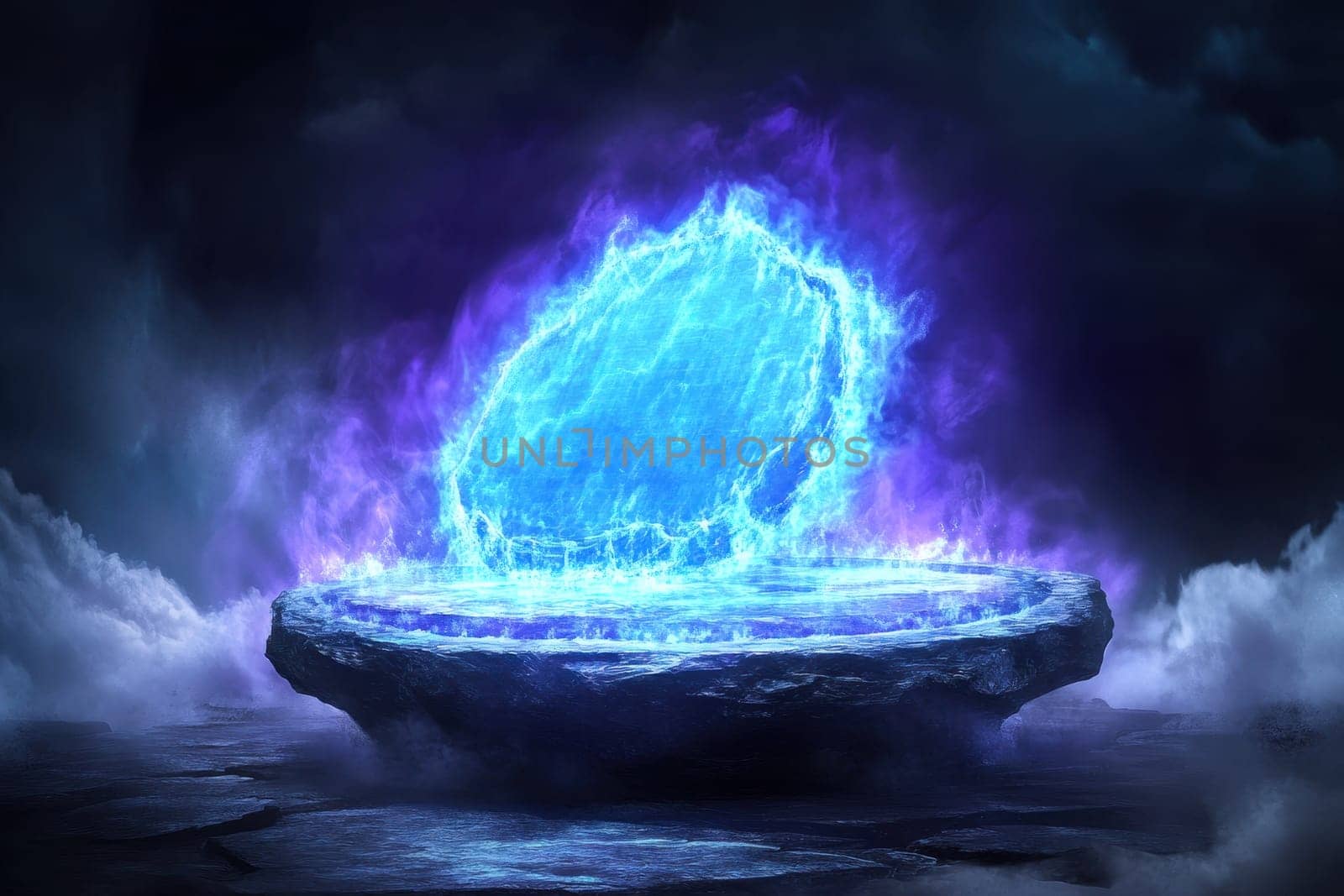 A stunning digital depiction of a cloud server surrounded by powerful energy effects. The vibrant blue glow and mystical atmosphere create a captivating visual experience.