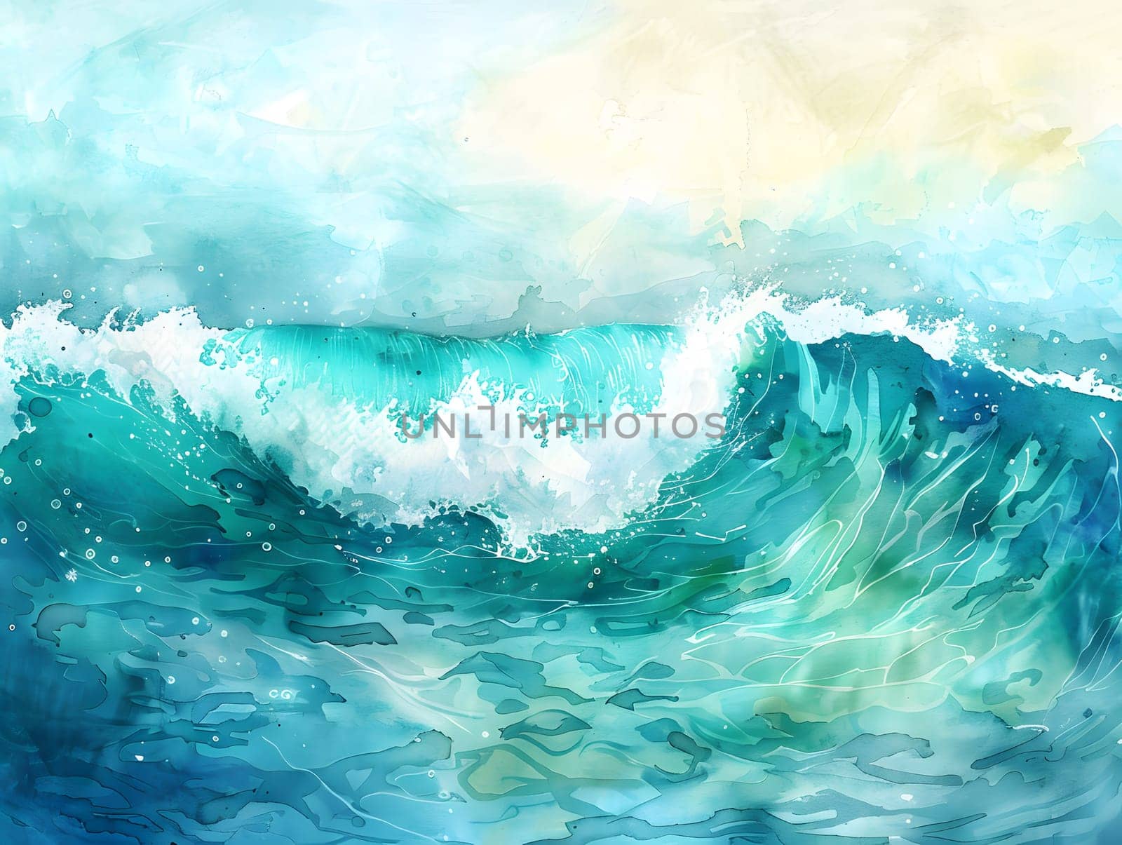 Abstract watercolor big wave for textures