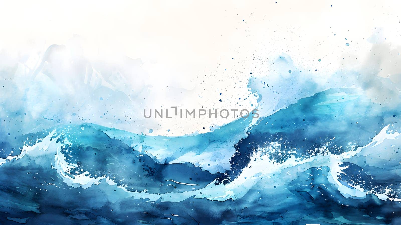 Abstract watercolor big wave for textures