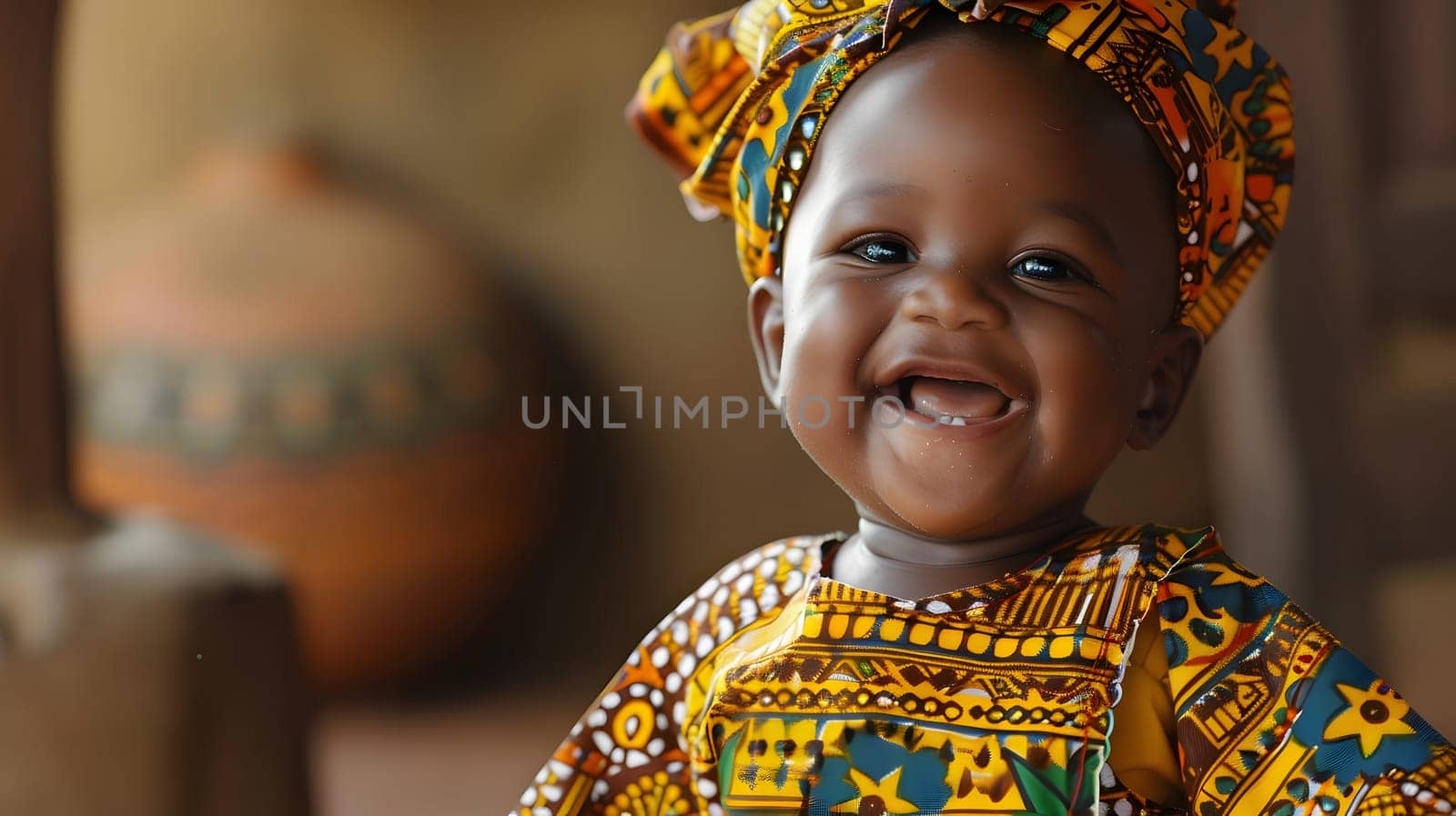 Adorable African baby in traditional clothing