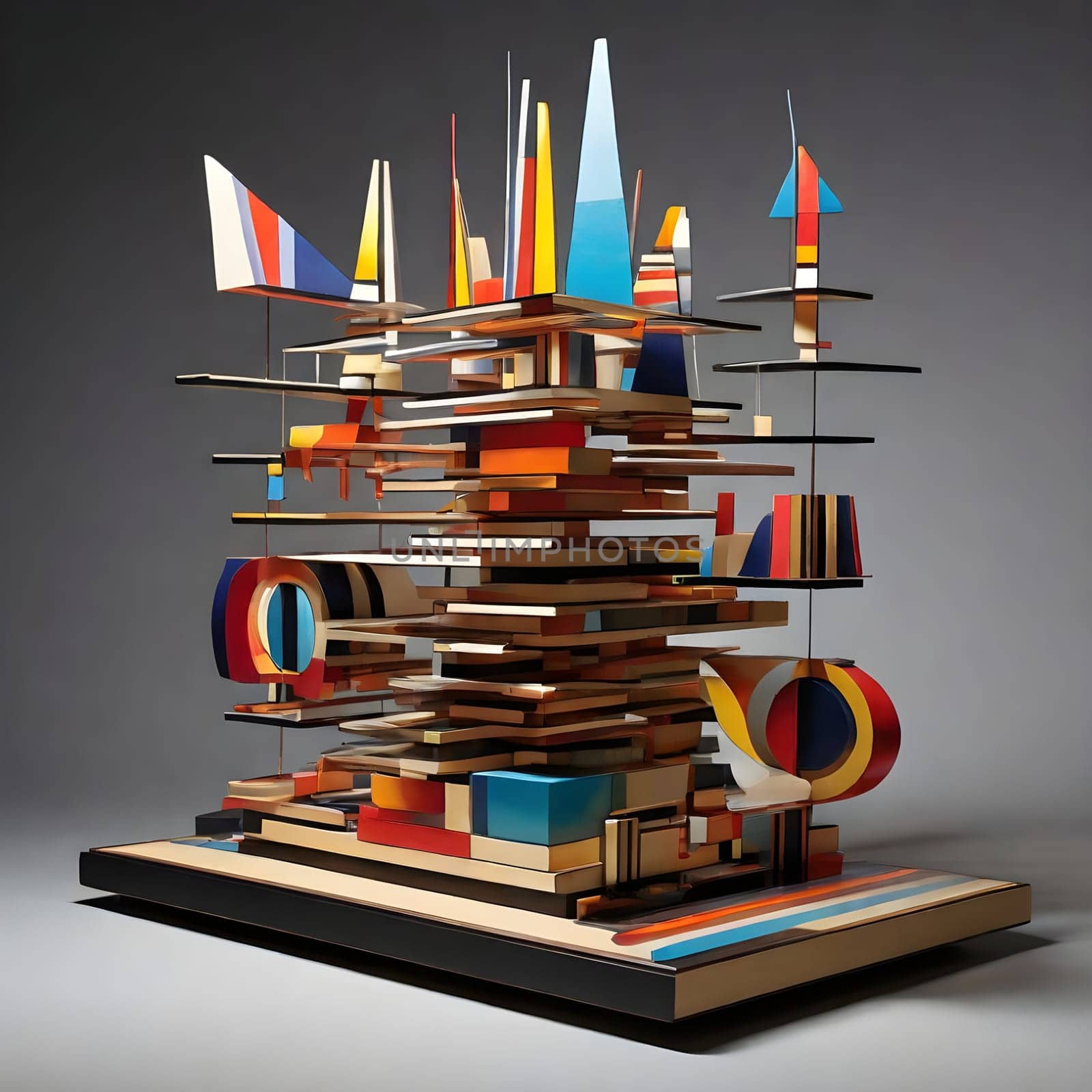 artificial intelligence generated image of Yaacov Agam's optical 3D colorful sculpture, an interactive and kinetic exploration of perception