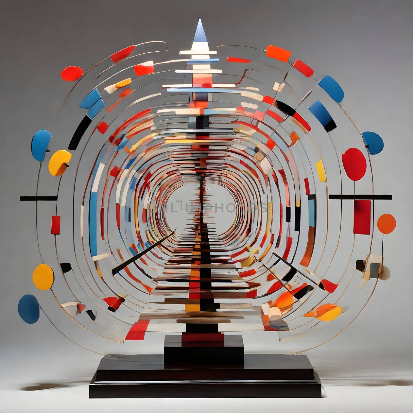 artificial intelligence generated image of Yaacov Agam's optical 3D colorful sculpture, an interactive and kinetic exploration of perception