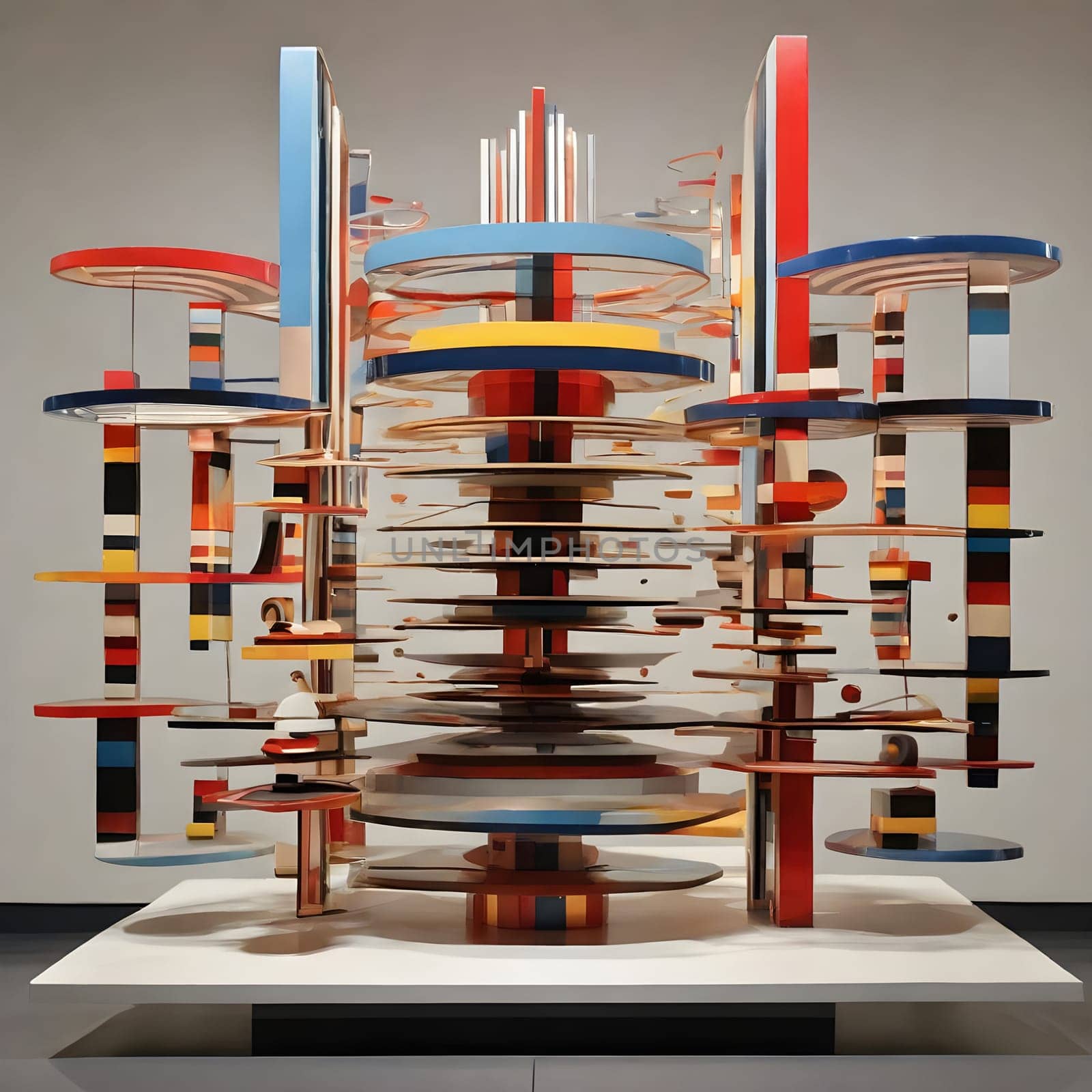 artificial intelligence generated image of Yaacov Agam's optical 3D colorful sculpture, an interactive and kinetic exploration of perception.