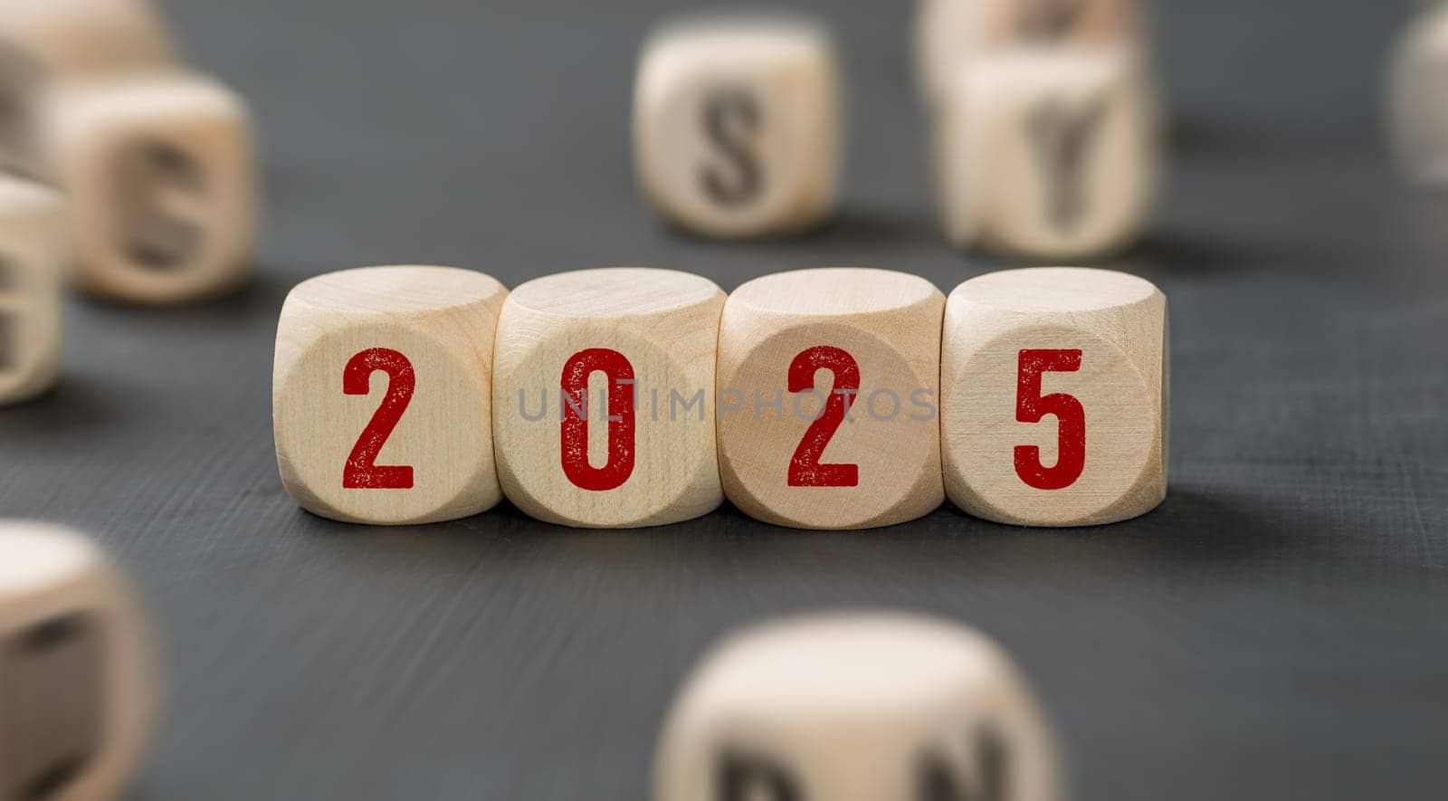 Letter dice with the number 2025